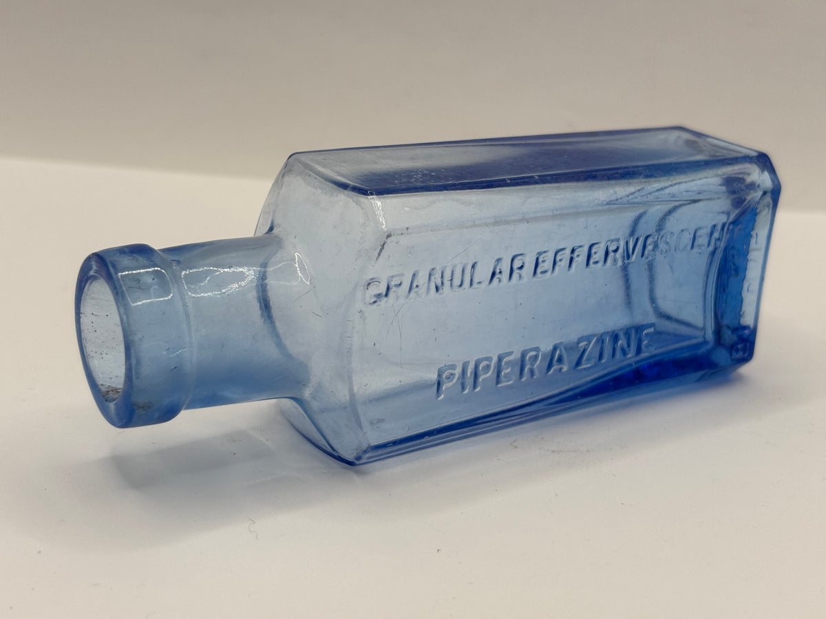 old blue bishops chemist bottle, Granular Effervescent piperazine