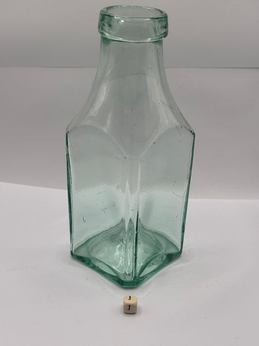Old square aqua glass pickle jar (J)