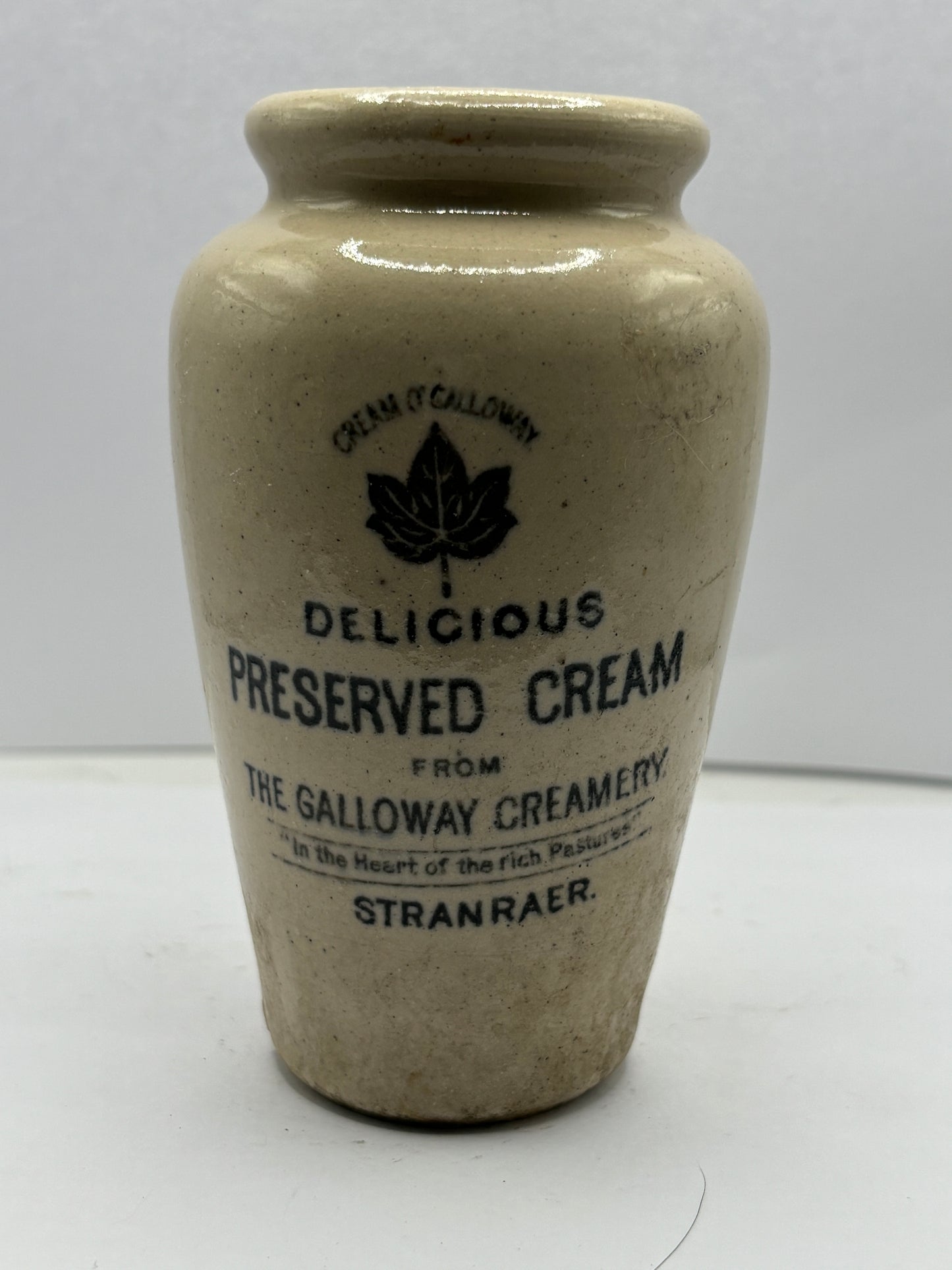 The Galloway creamery, white stoneware cream pot