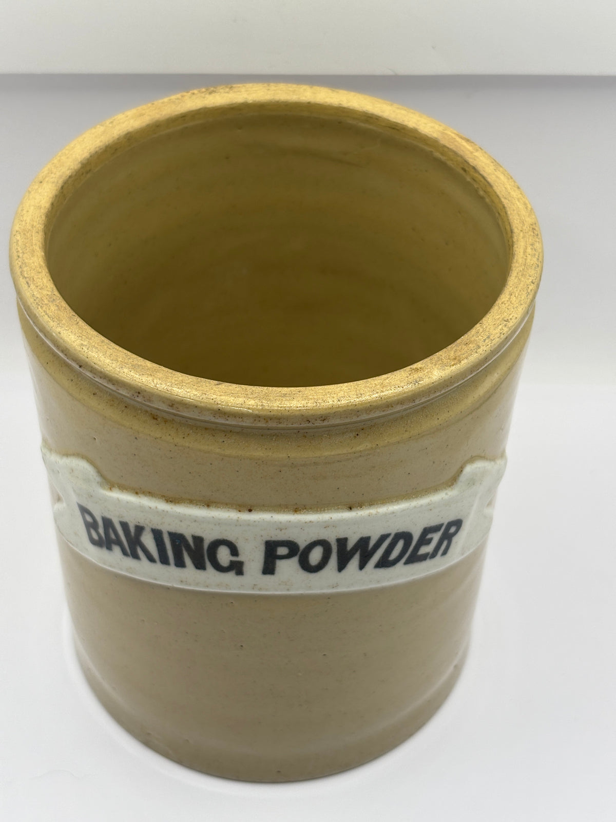 Old stoneware Baking powder jar