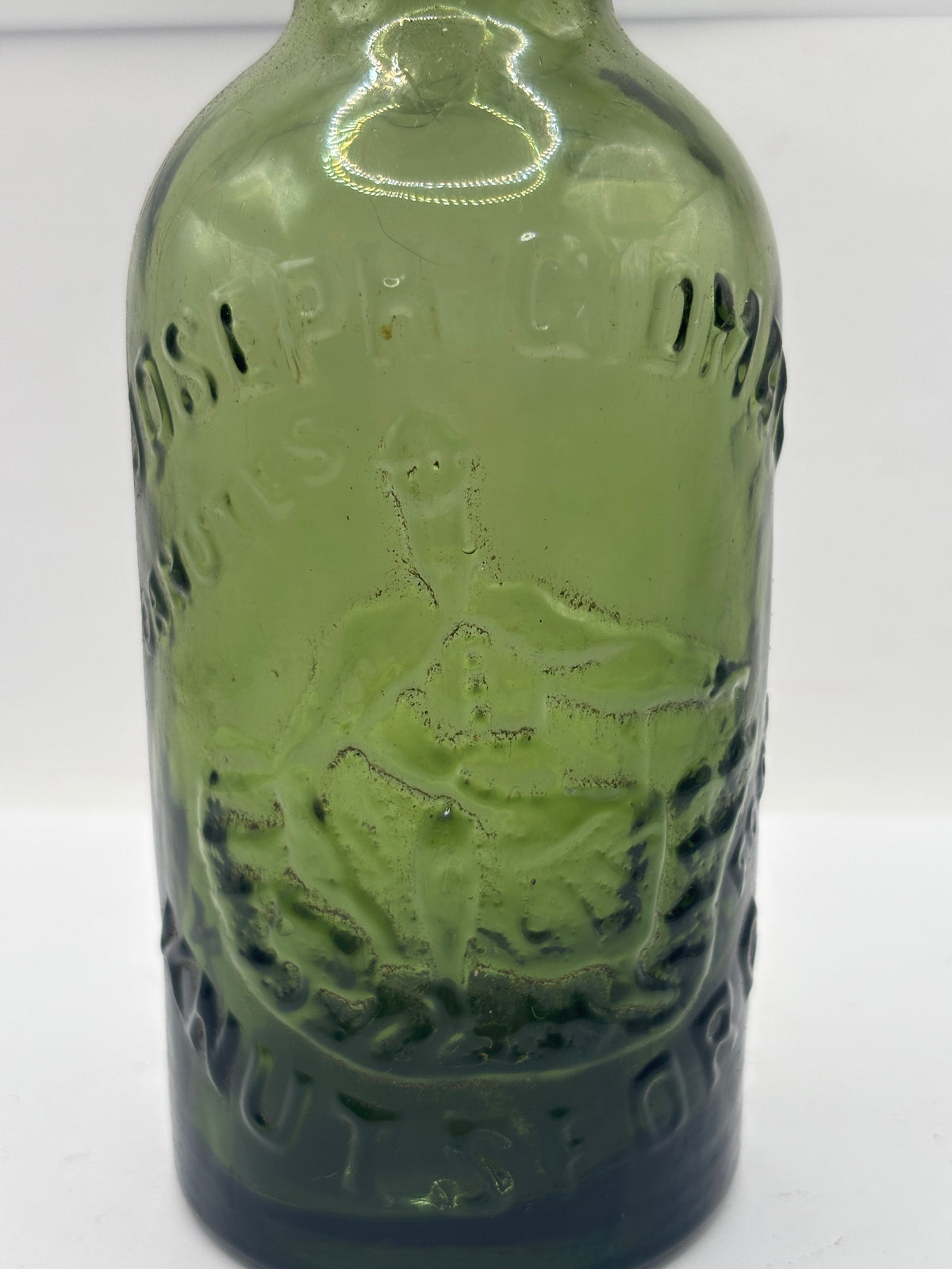 Old advertising beer bottle, King Canute, Joseph Gidman, Manchester