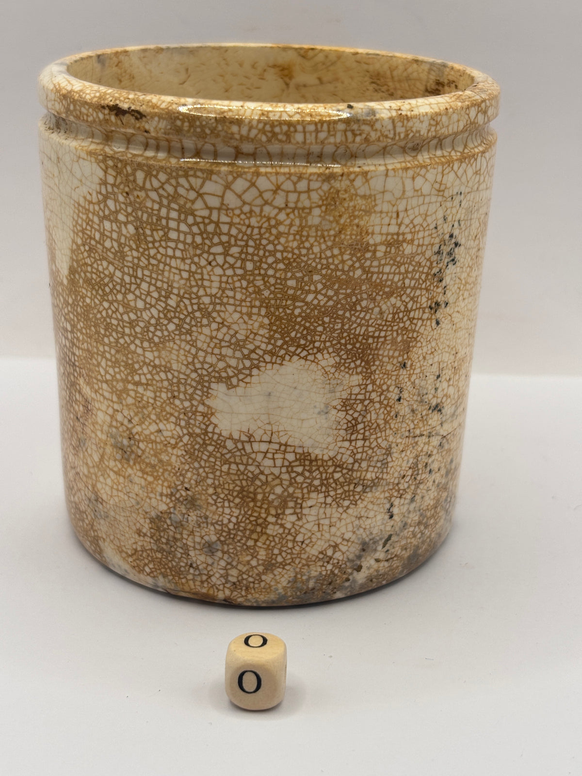 Old 1lb stoneware marmalade pot, James Keiller Dundee marmalade (o)