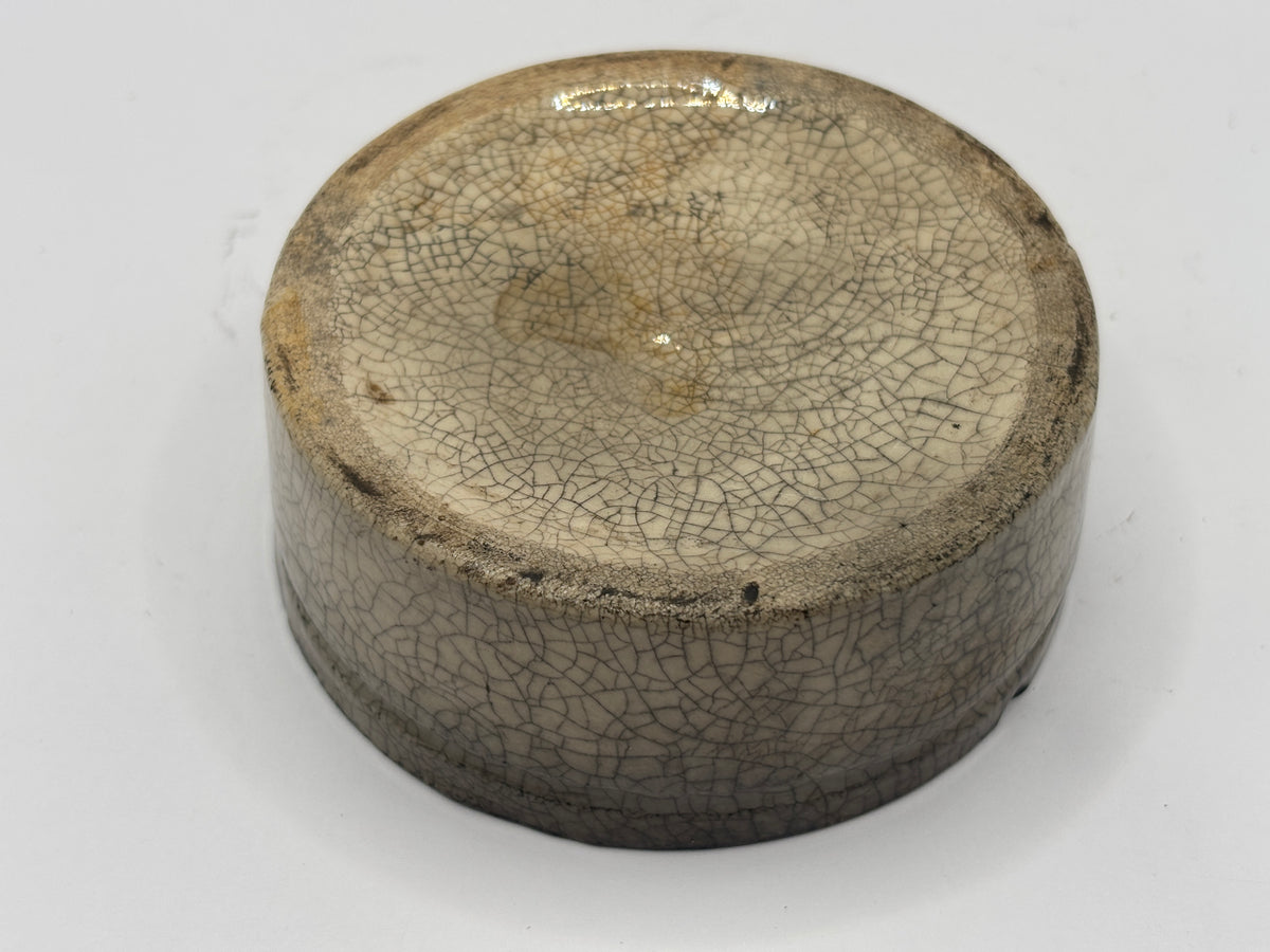 Old stoneware meat paste pot, chippy