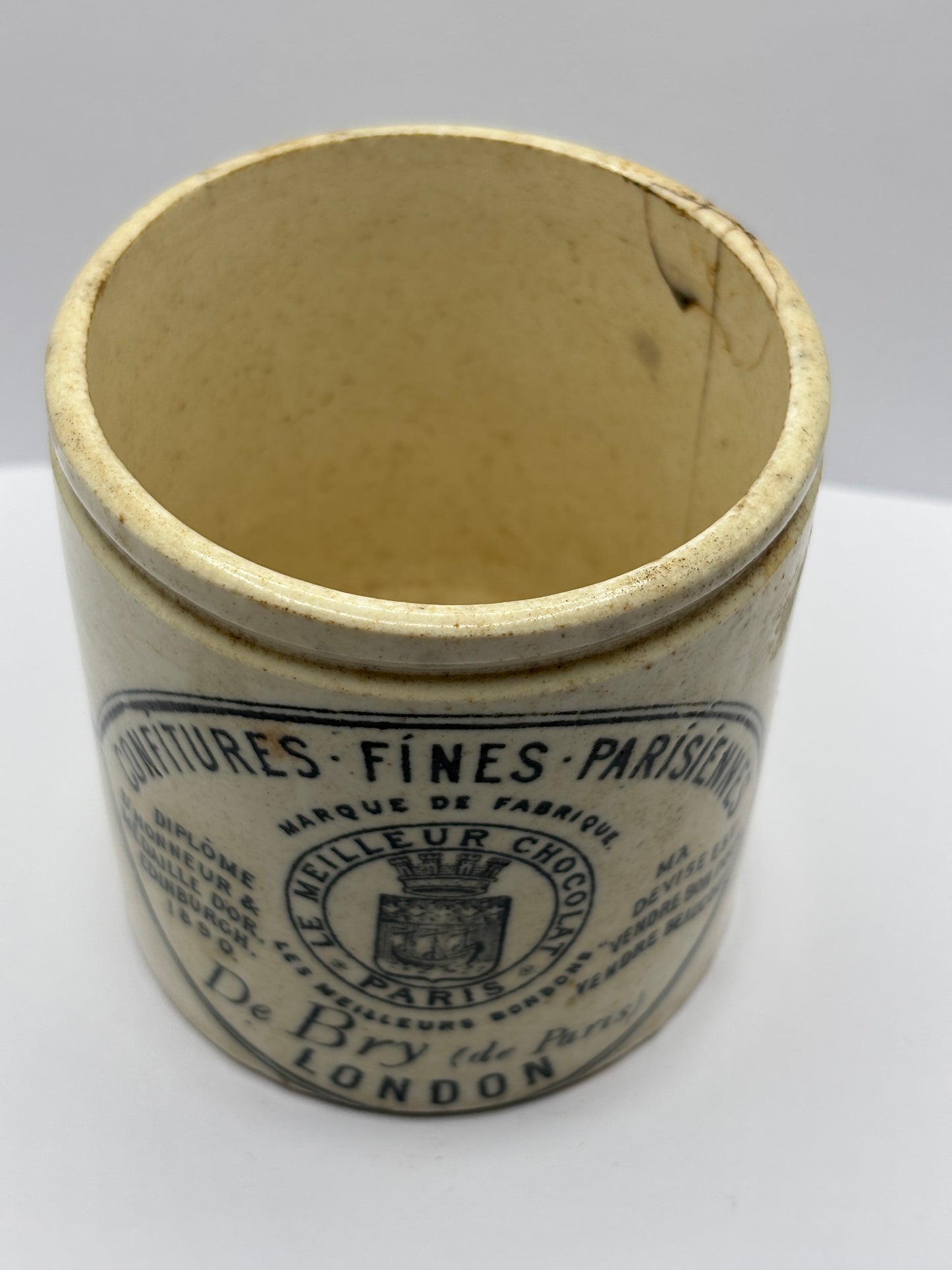 Rare old french marmalade jar, confitures fines parisiennes