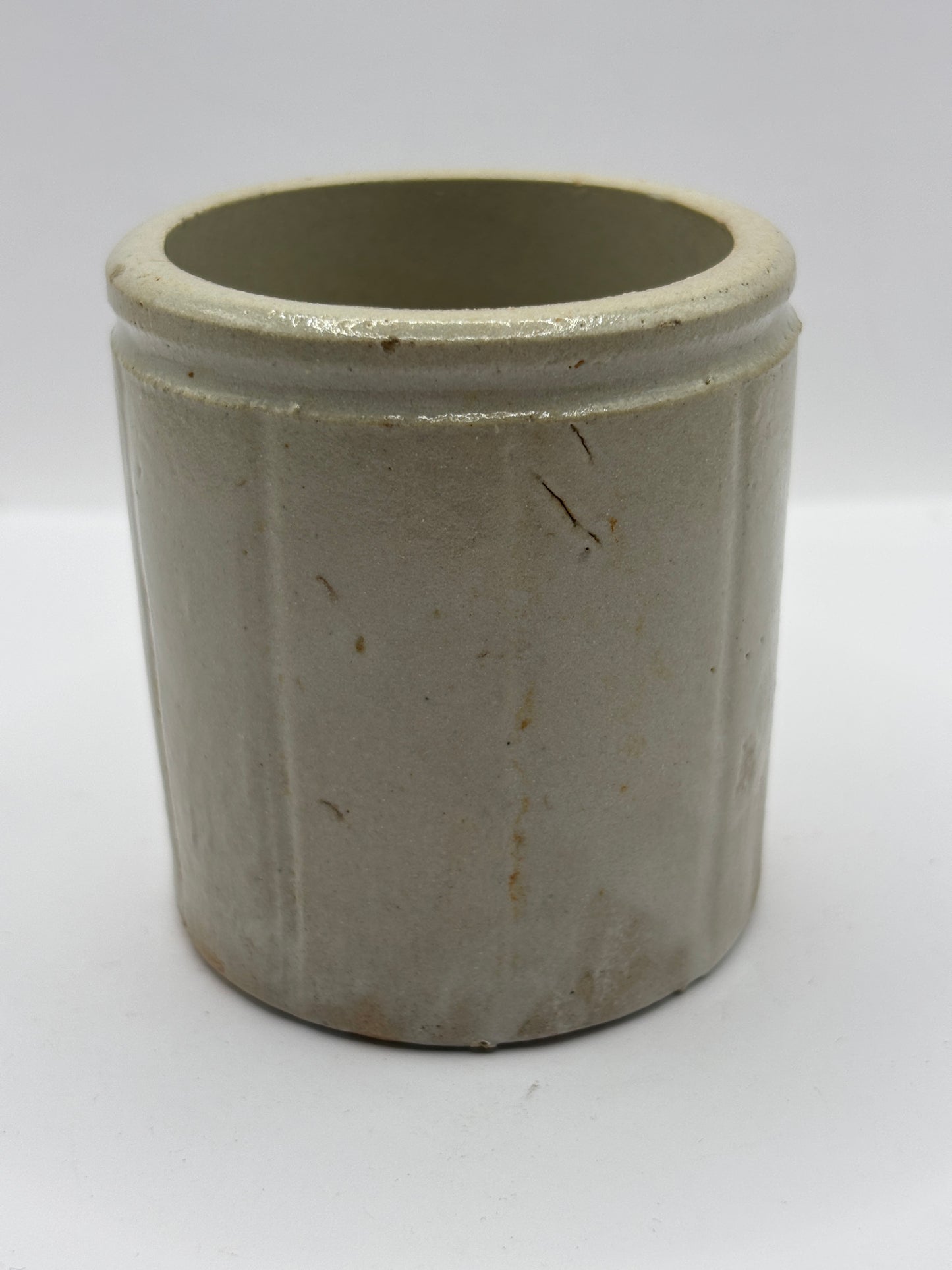 Old small ribbed stoneware jam pot
