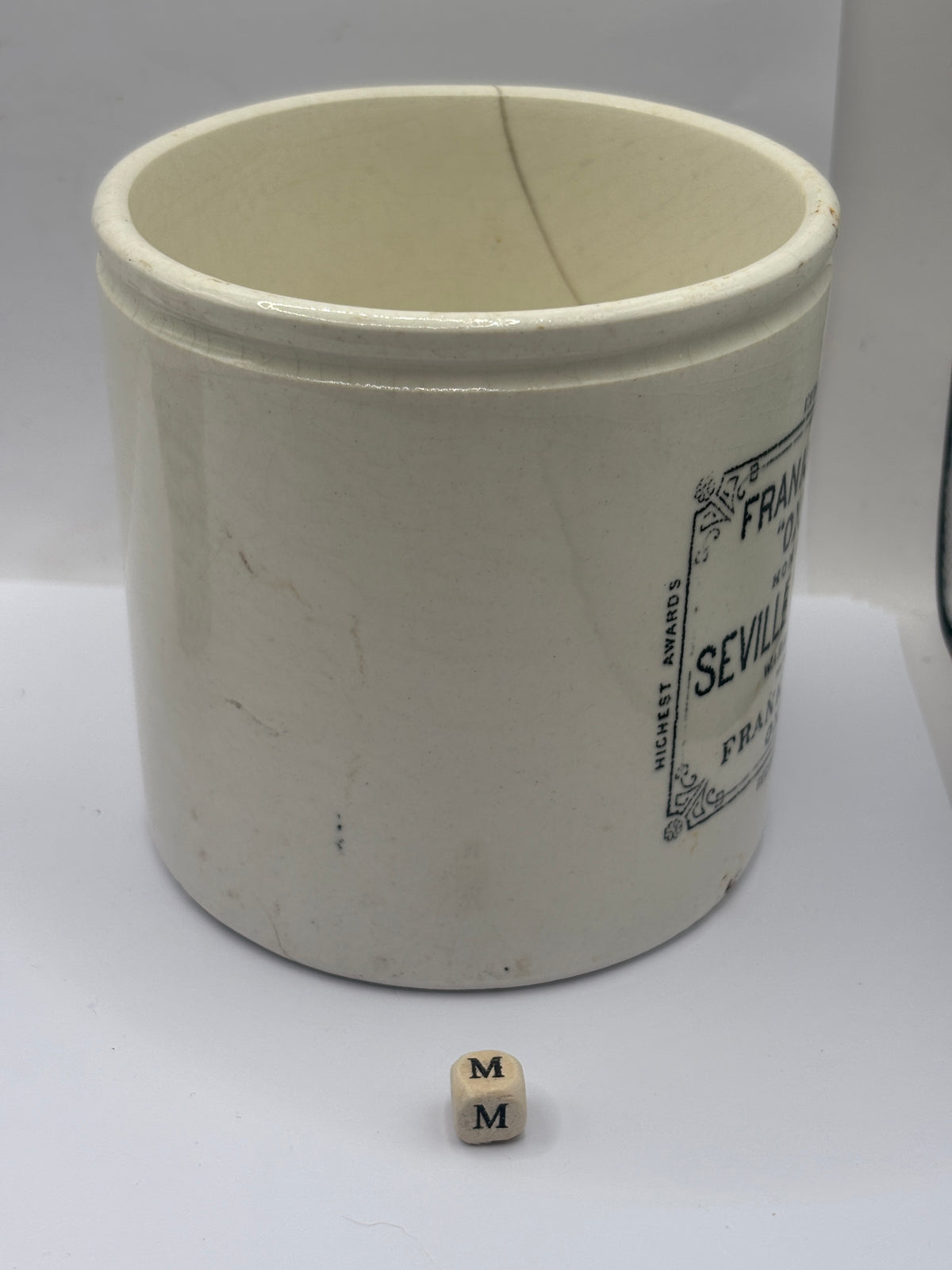 Old 2lb stoneware marmalade pot, Frank Coopers. Hairline (m)