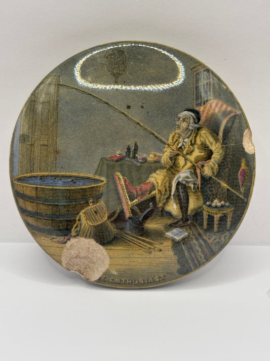 Old pratt ware lid. The enthusiast. Damaged