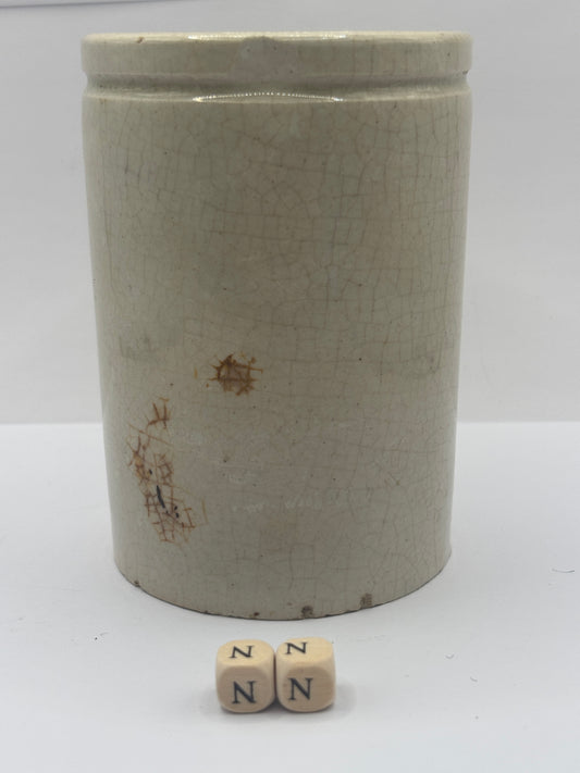 Old 1lb white stoneware marmalade jar (NN) chippy