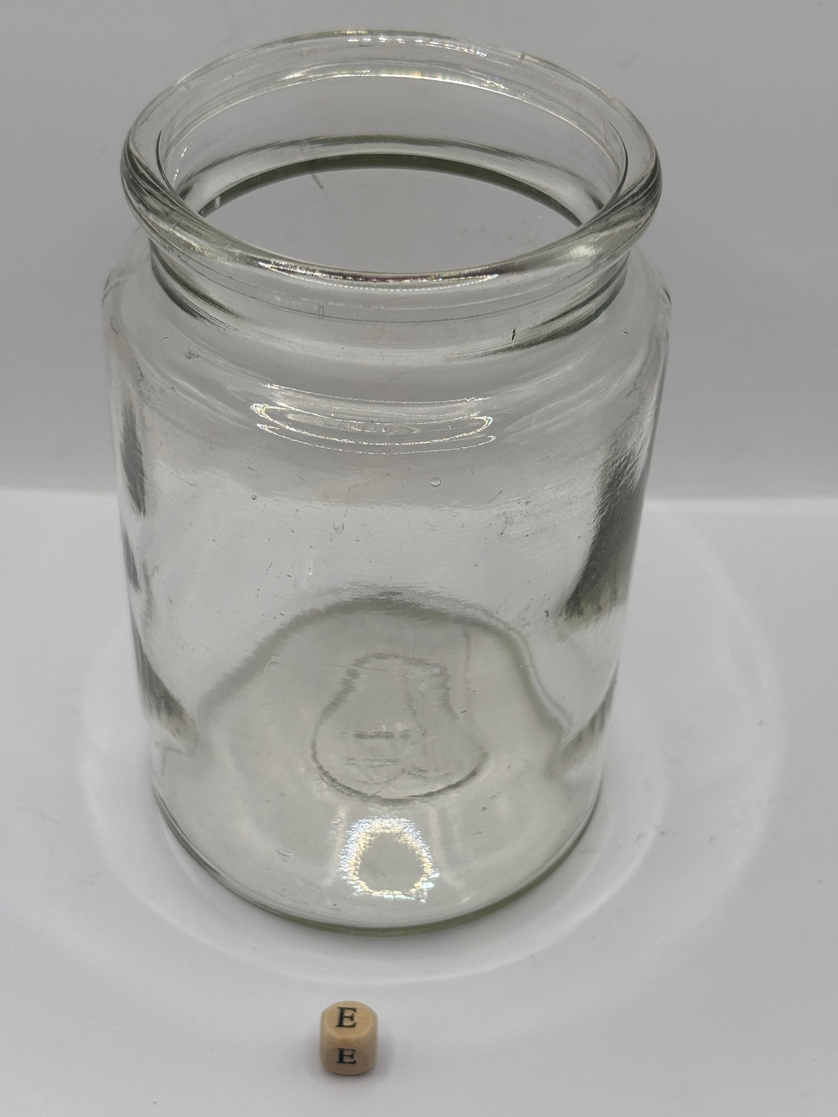 Old clear glass pickle jar (e)