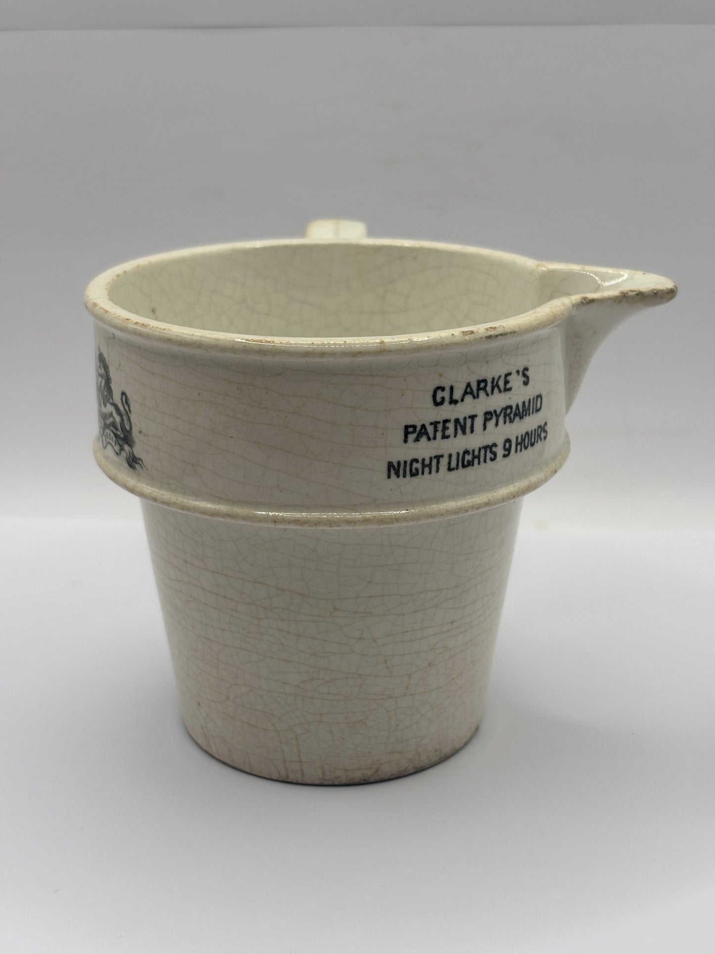Old clarkes pyramid patent advertising night light jug