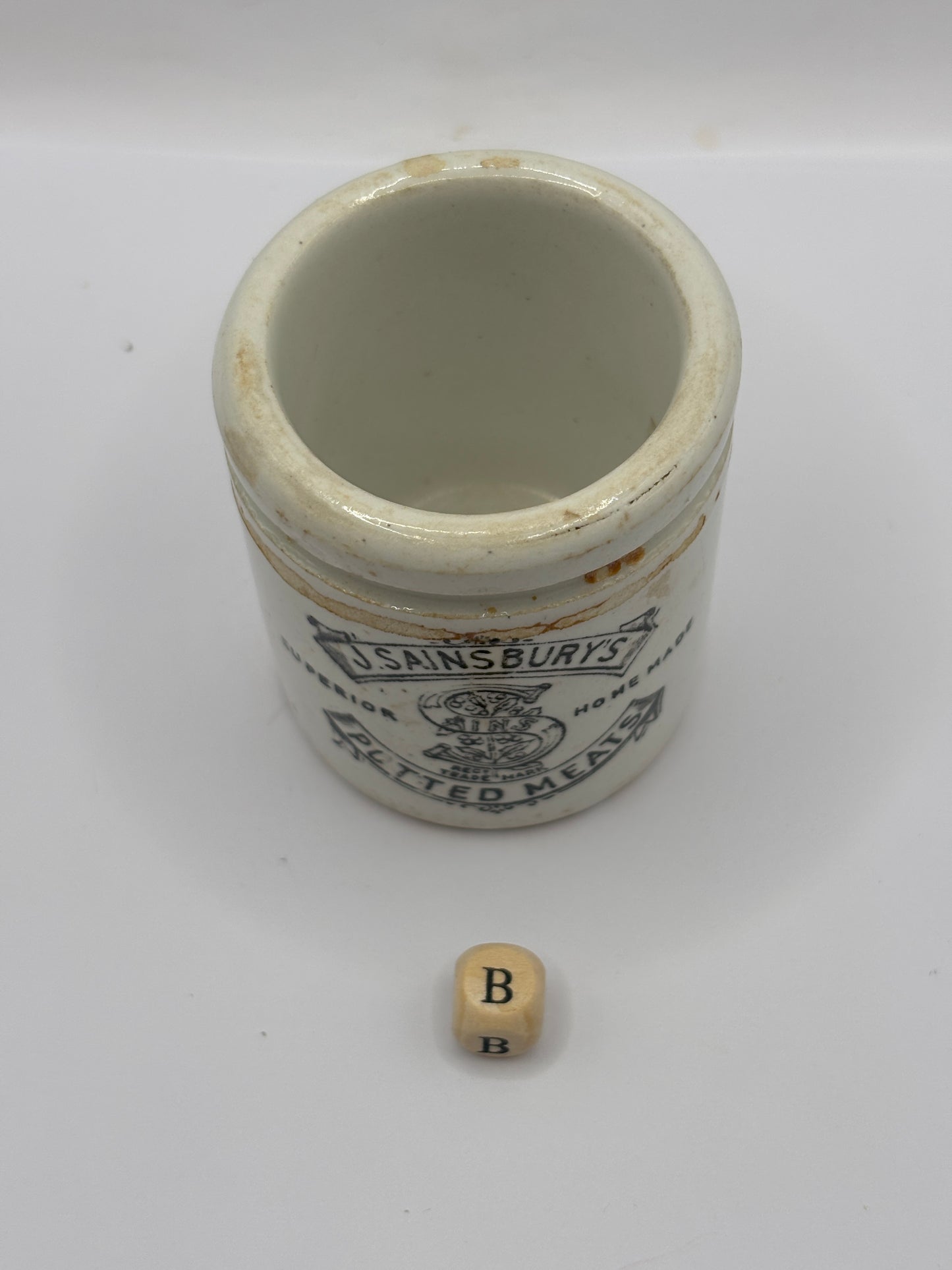 Old sainsburys advertising pot, home made potted meats (B)