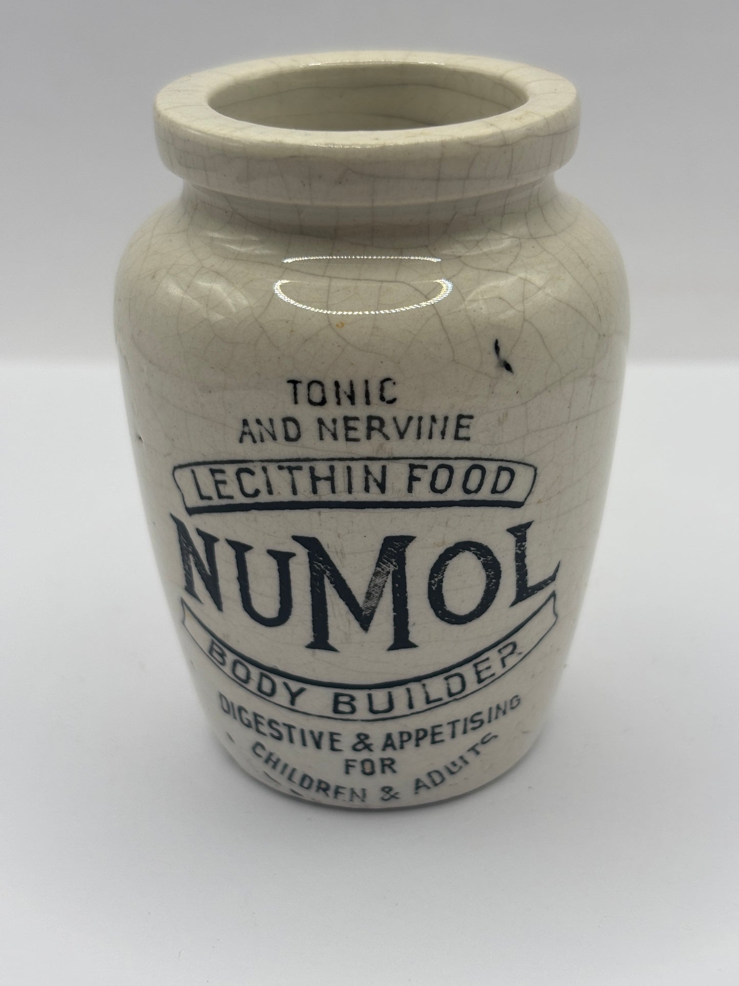 Old advertising jar, Numol 7.5cms