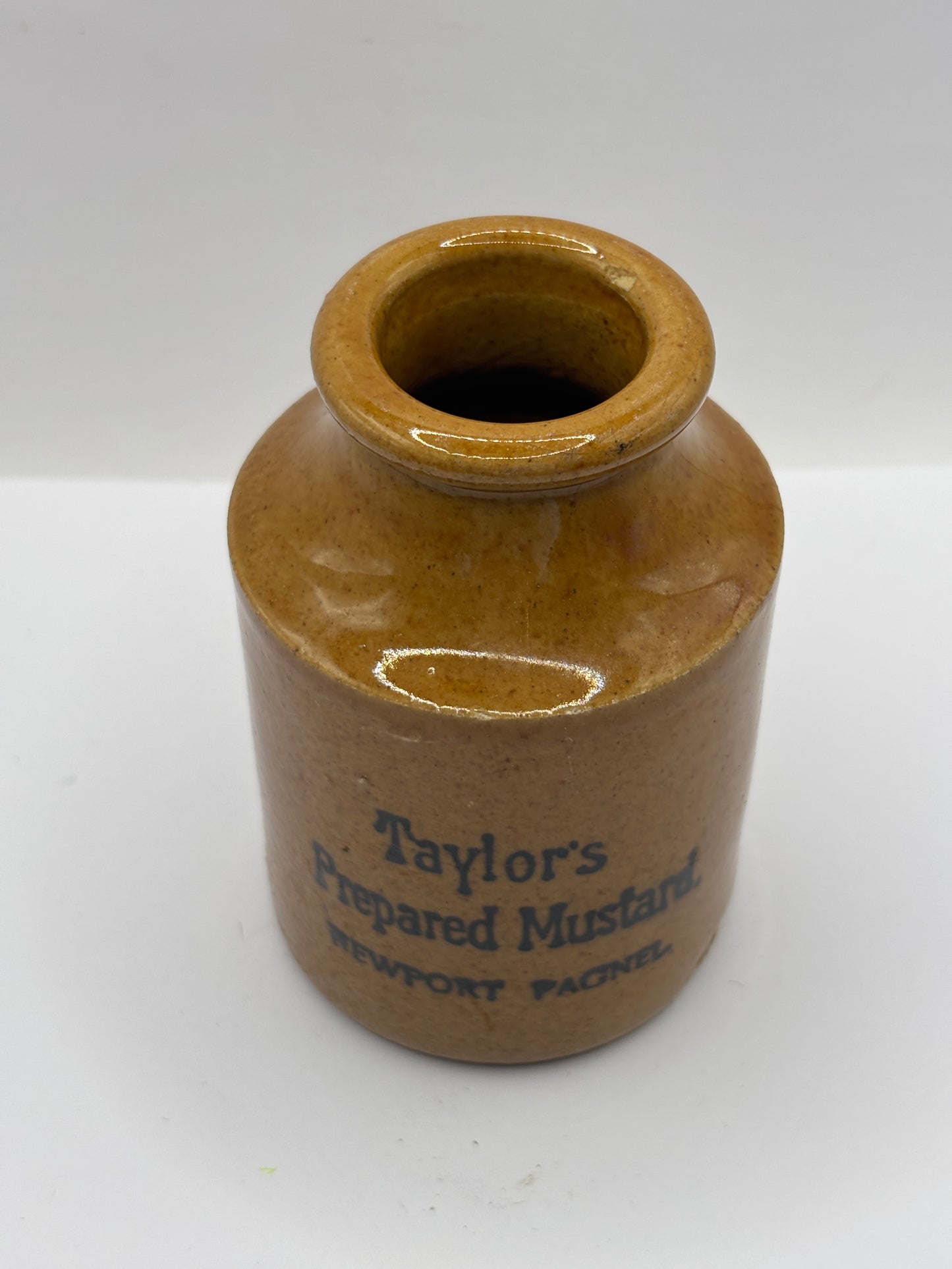 Old medium sized advertising jar, Taylors prepared mustard. 11cms