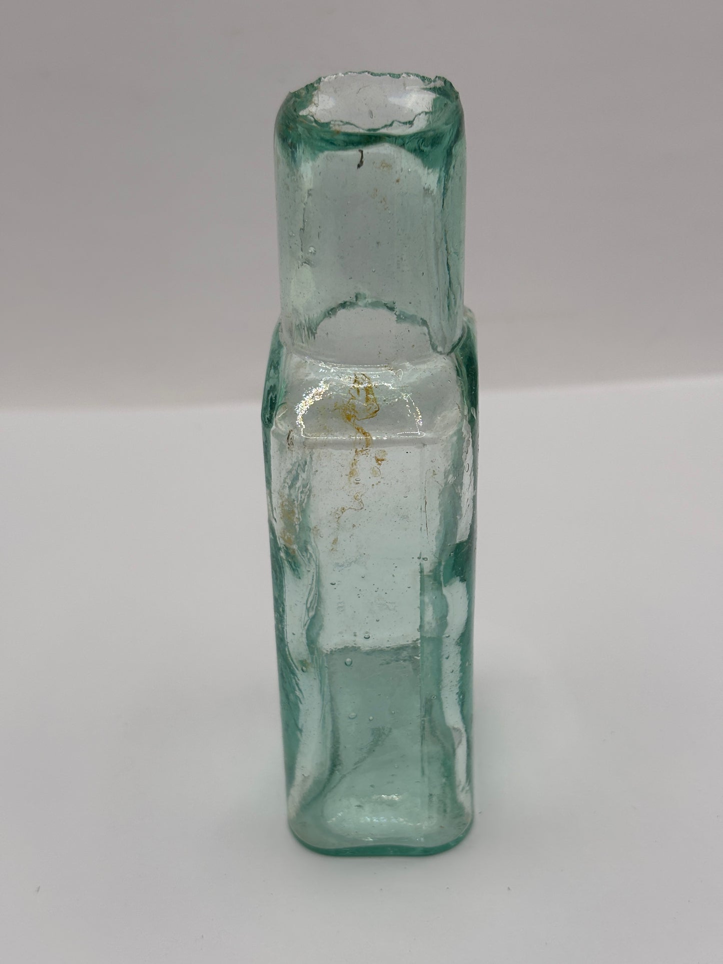 Old aqua glass Boots cash chemists bottle