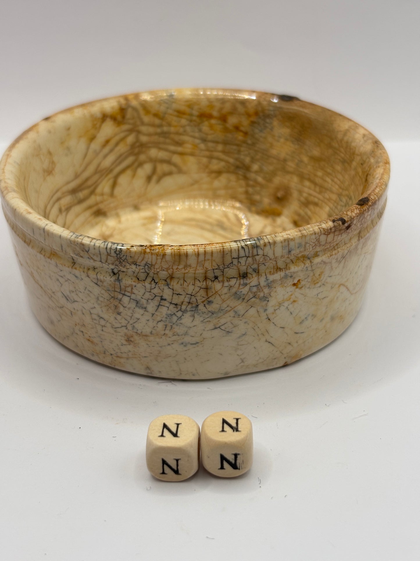 Old stoneware meat paste pot, potted meat (NN)