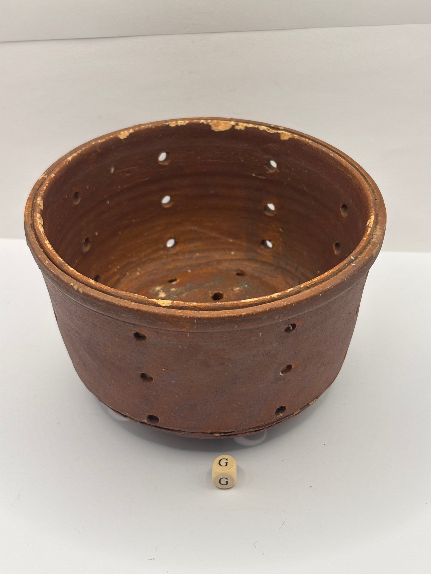 Old french stoneware cheese strainer, cheese mold (G)