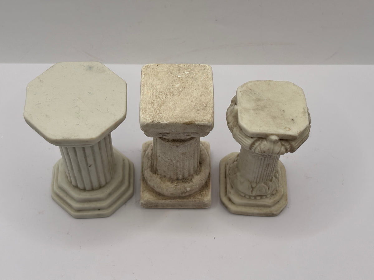 3 old mini decorative pedestals
