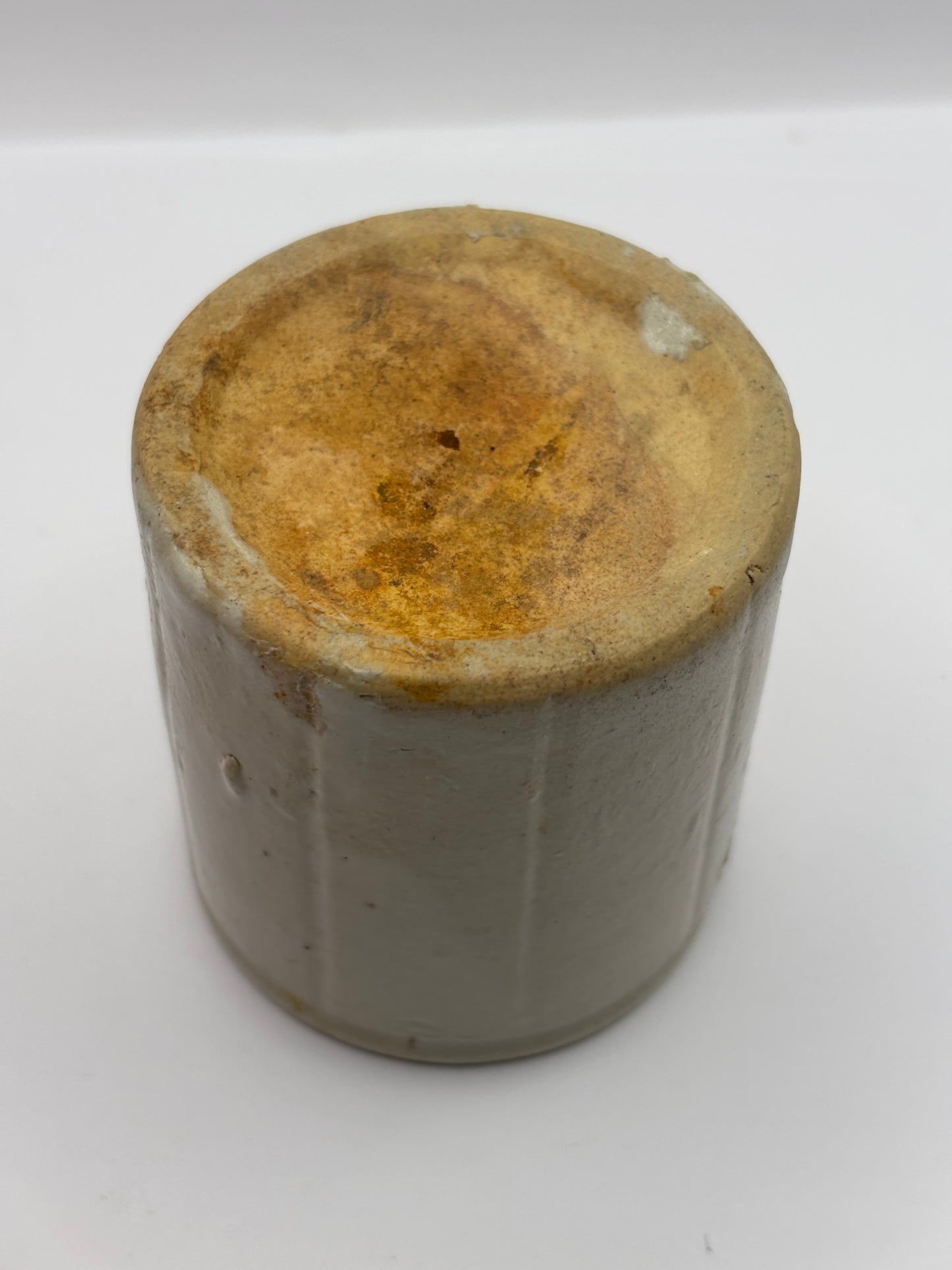Old small ribbed stoneware jam pot