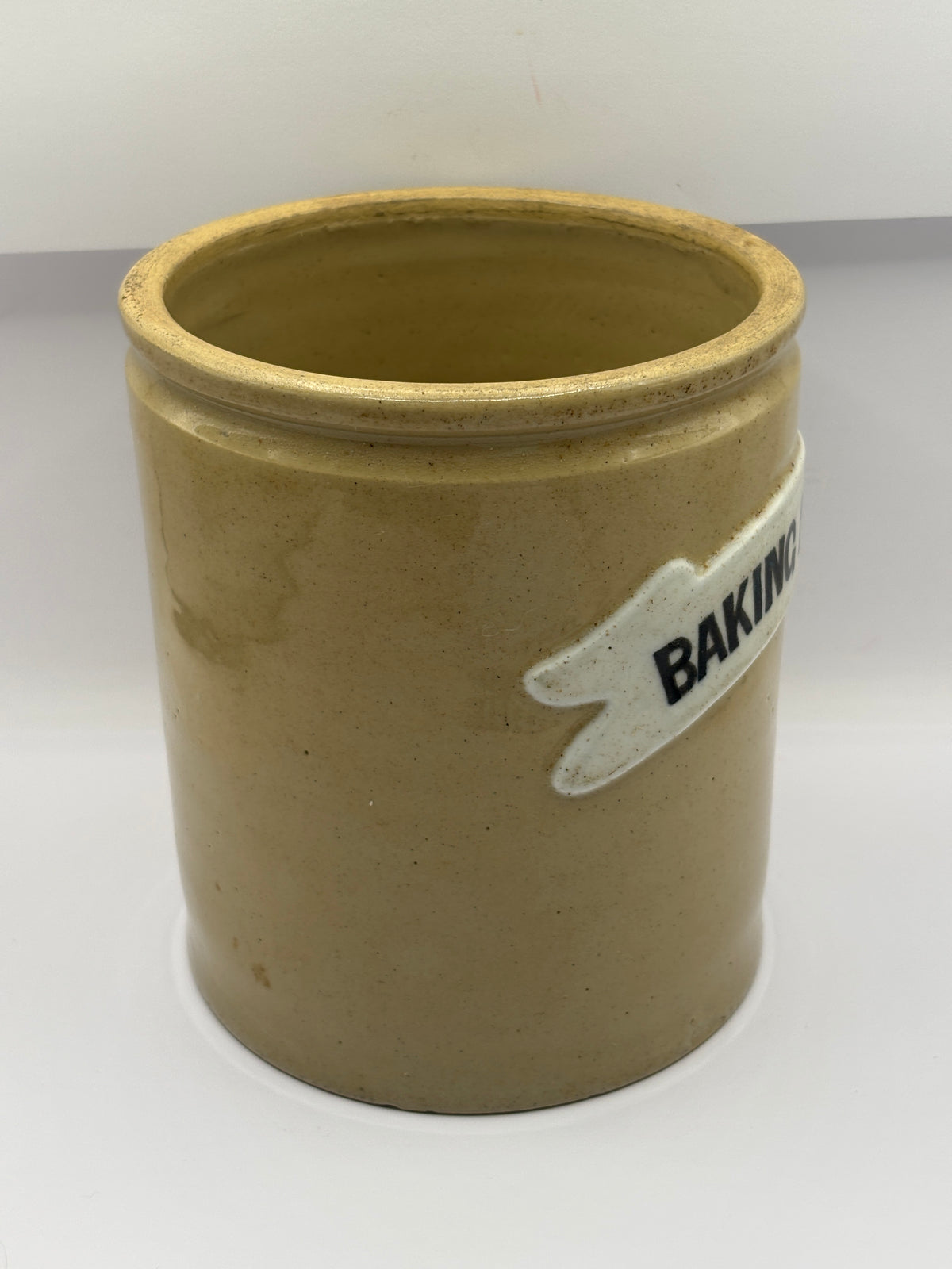 Old stoneware Baking powder jar
