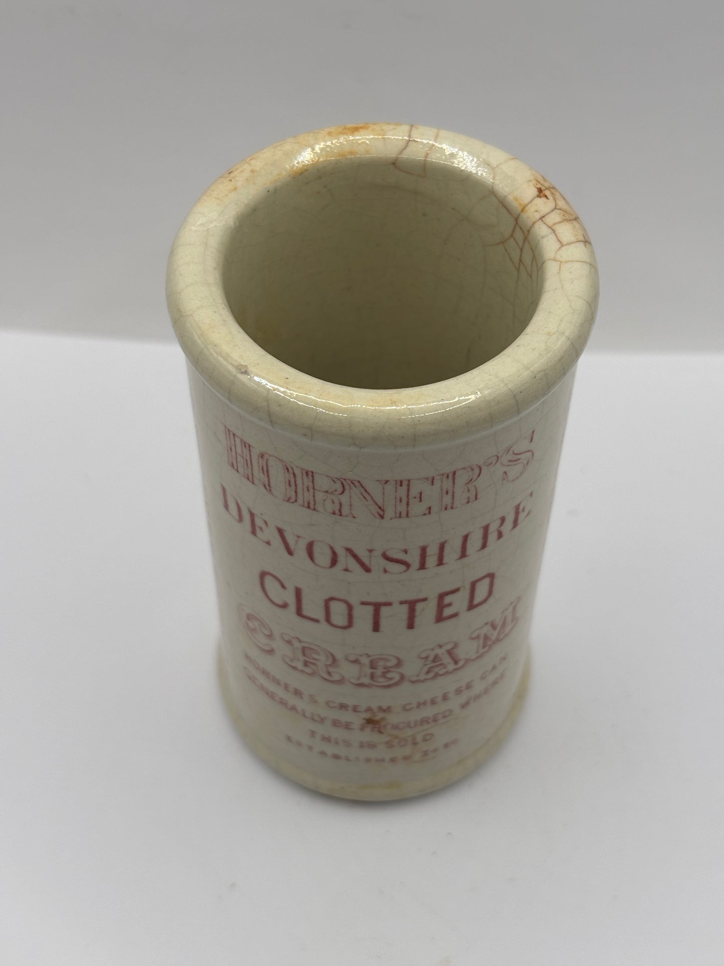 Old advertising Devonshire clotted cream pot, Horners