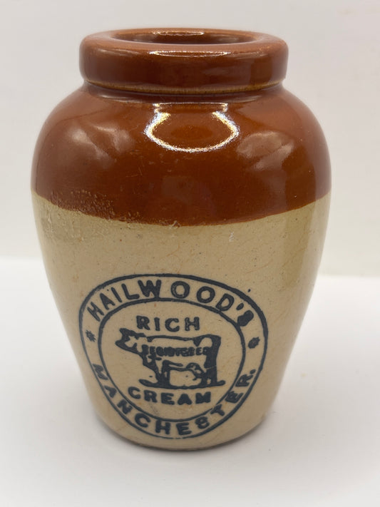 Old advertising cream pot, Hailwoods rich cream