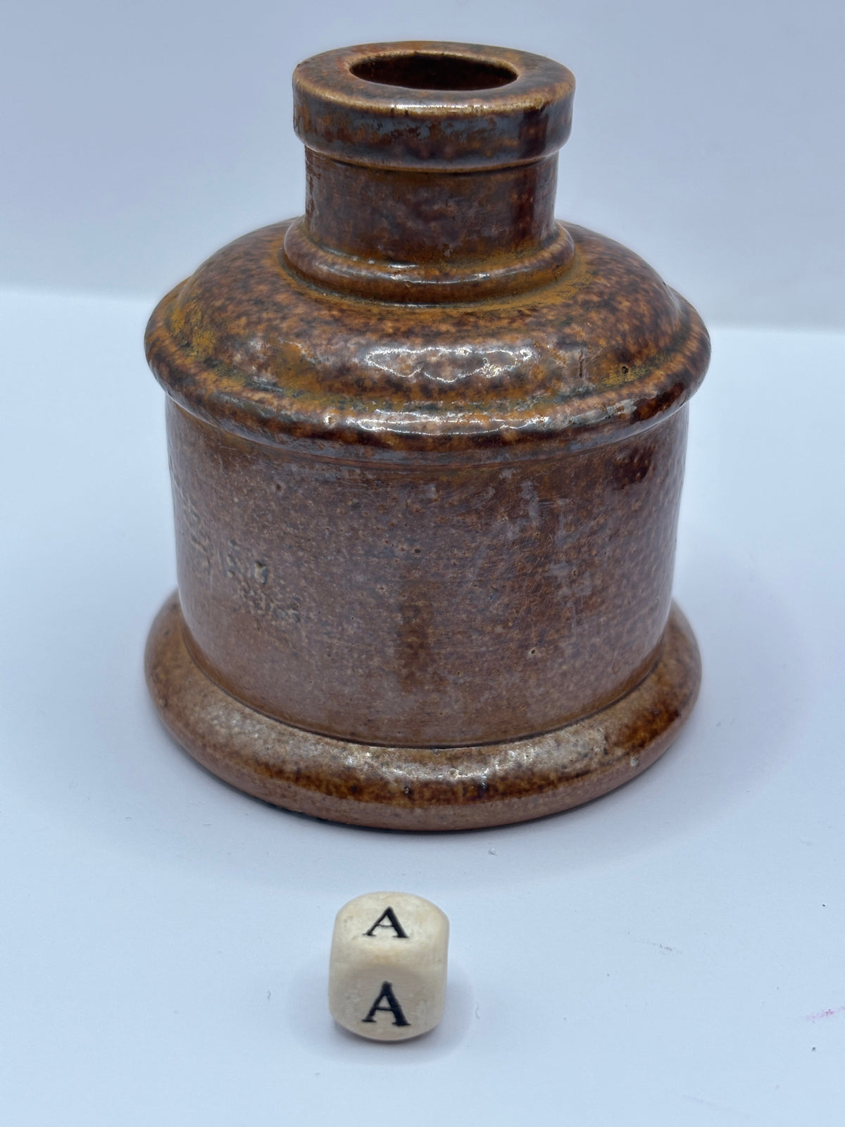 Old stoneware ink bottle, inkwell (a)