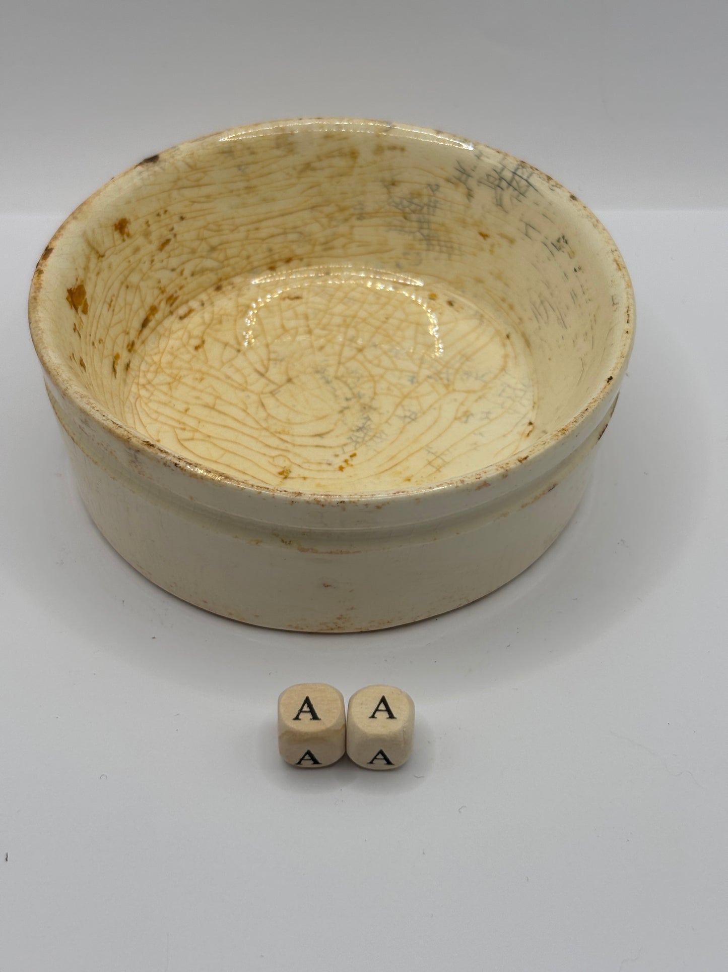 Old plain stoneware meat paste pot, potted meat (aa)