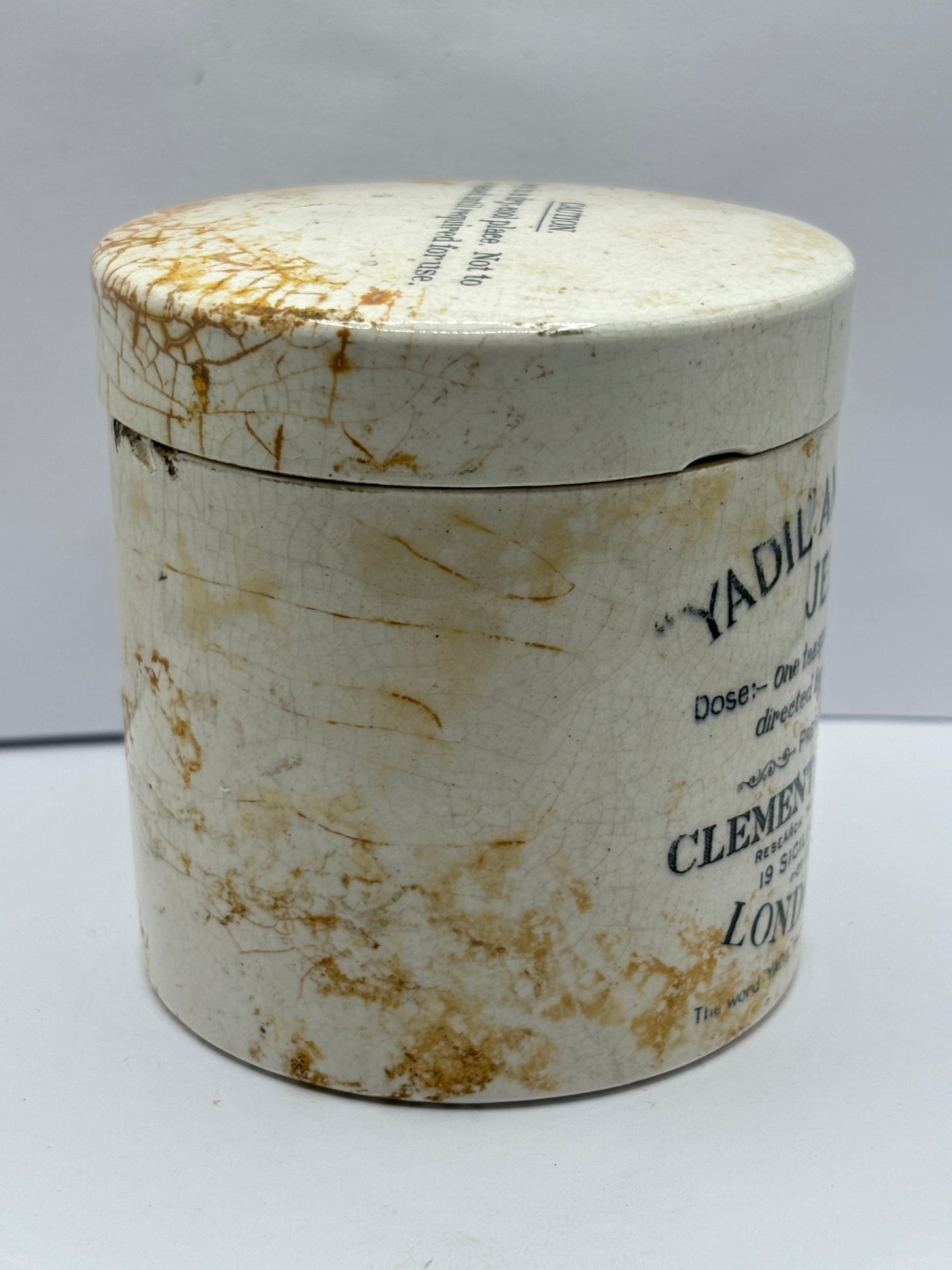 Old Yadil antiseptic jelly advertising pot, Clement & Johnson London