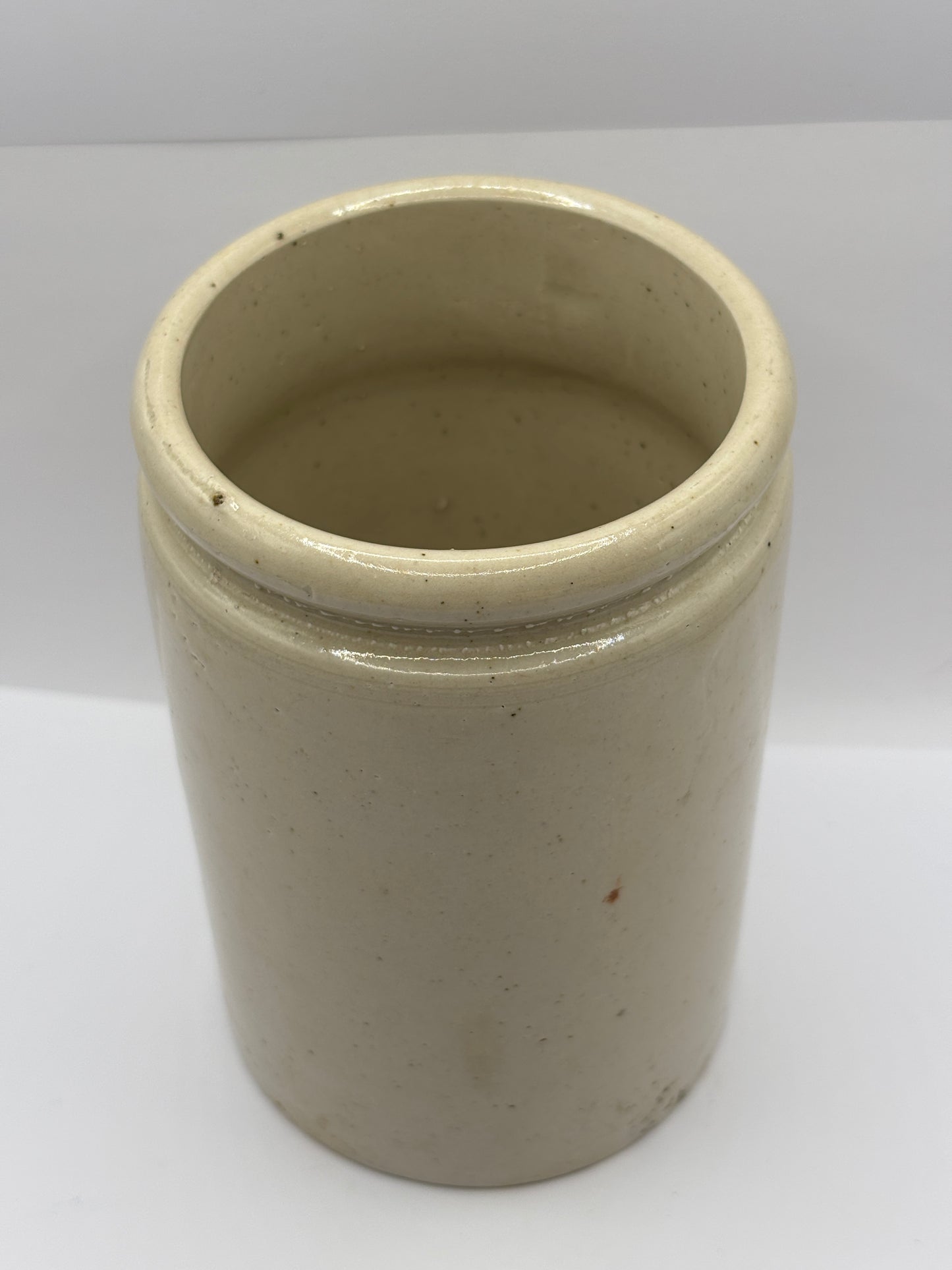 Old 2lb rolled top stoneware jam & marmalade pot (a)