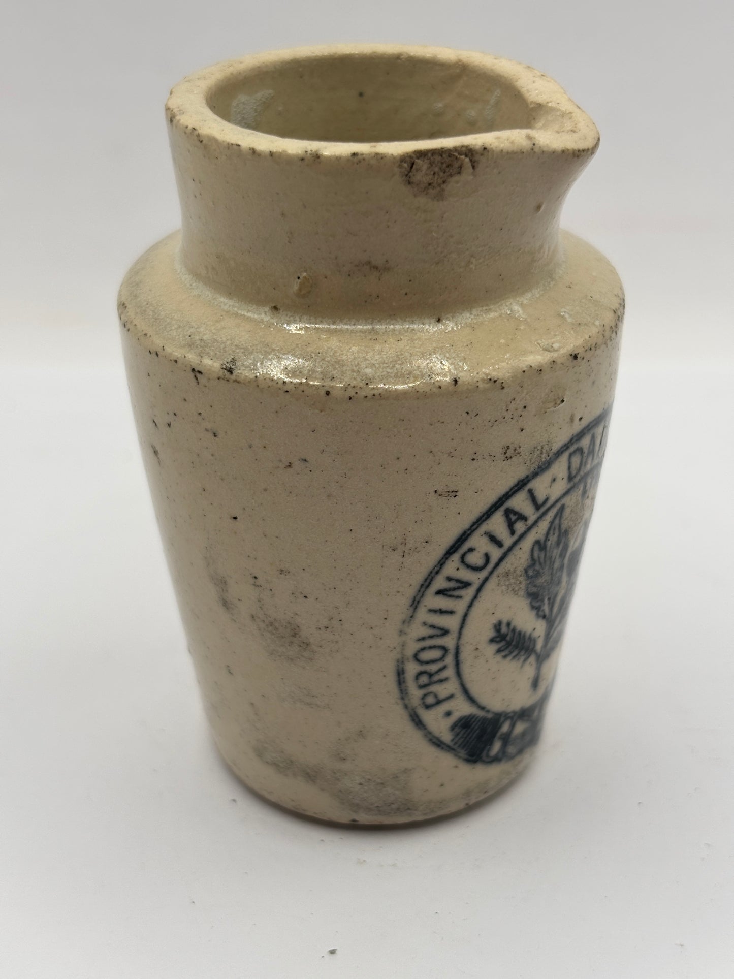 Old Leeds advertising cream pot, Provinicial dairies Leeds 8cms