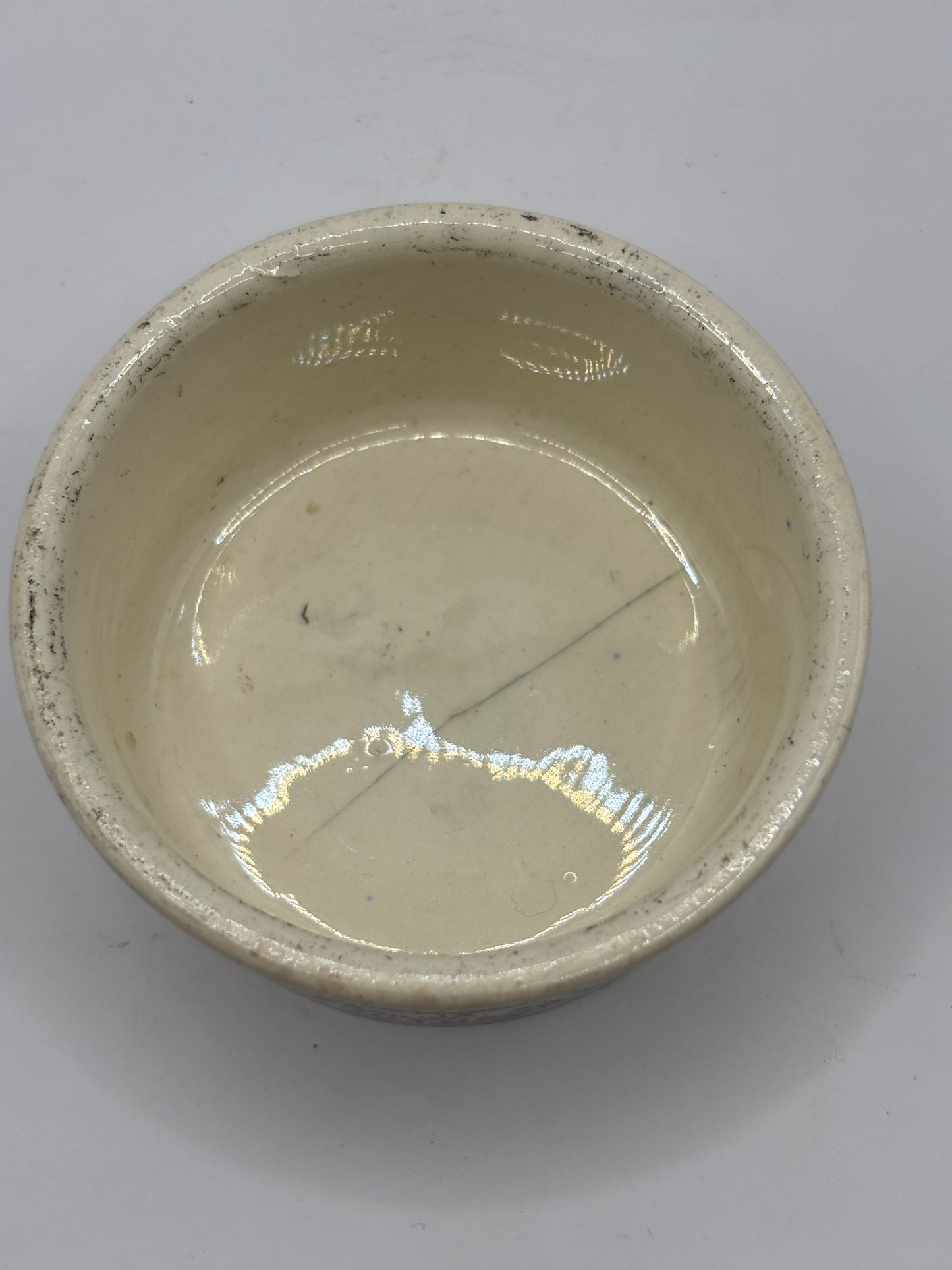 Old Plumtree advertising meat paste pot. Hairline