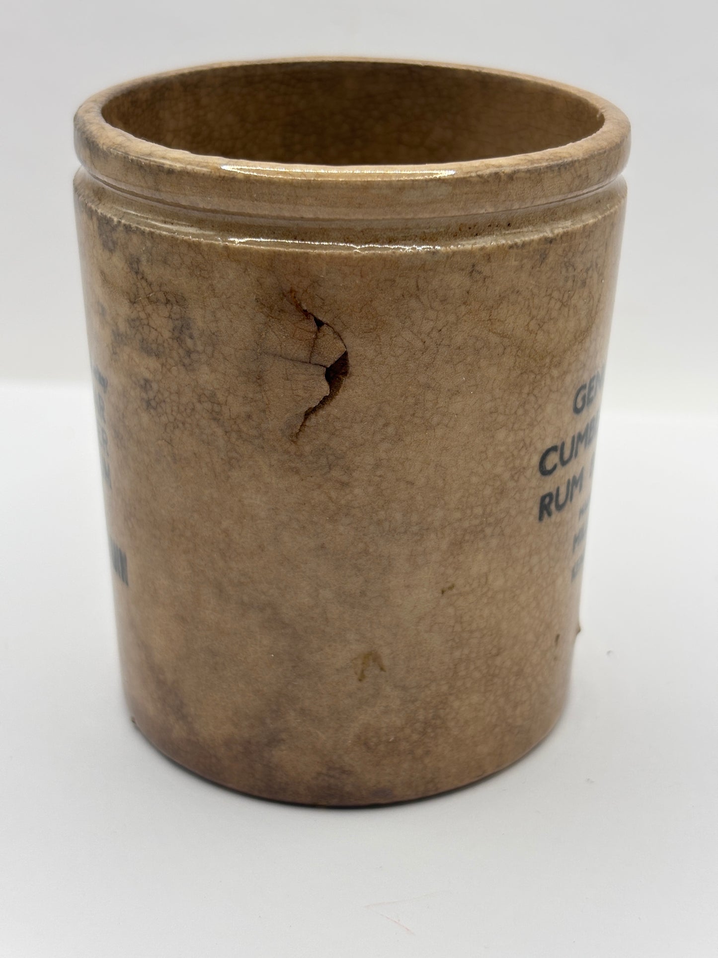 Old advertising jar, Cumberland rum butter.