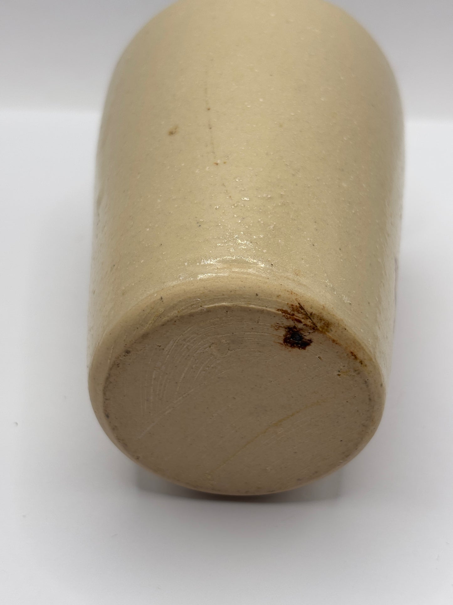 Old stoneware advertising cream pot, pure fresh cream Stranraer. Serpia print