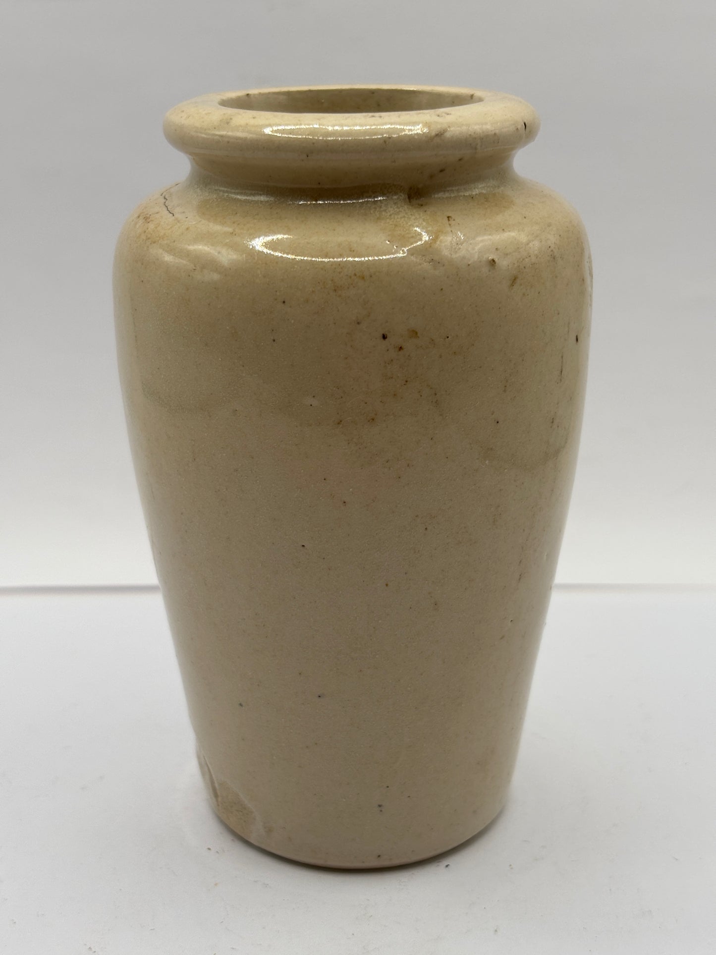 Old stoneware advertising cream pot, pure fresh cream Stranraer. Milk maid