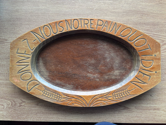 Antique french carved bread platter/ bread board