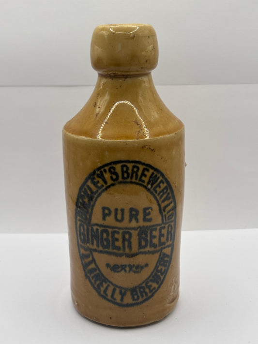 Old stoneware ginger beer bottle, Buckleys brewery, Pure ginger beer. Llanelly beewery