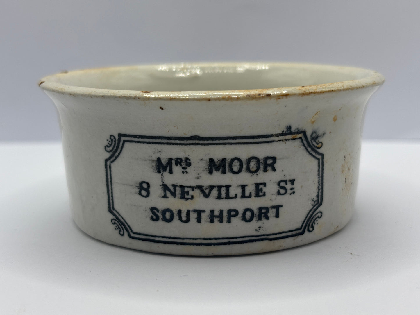 Old Mrs moors advertising meat paste pot