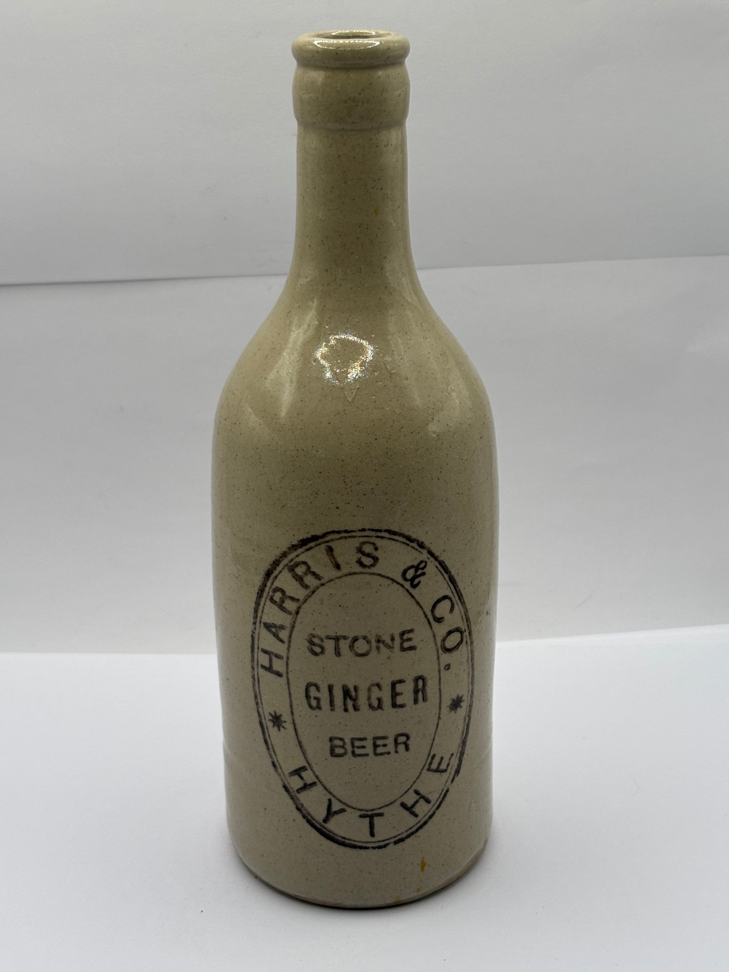 Old white stoneware ginger beer bottle, Harris & Co