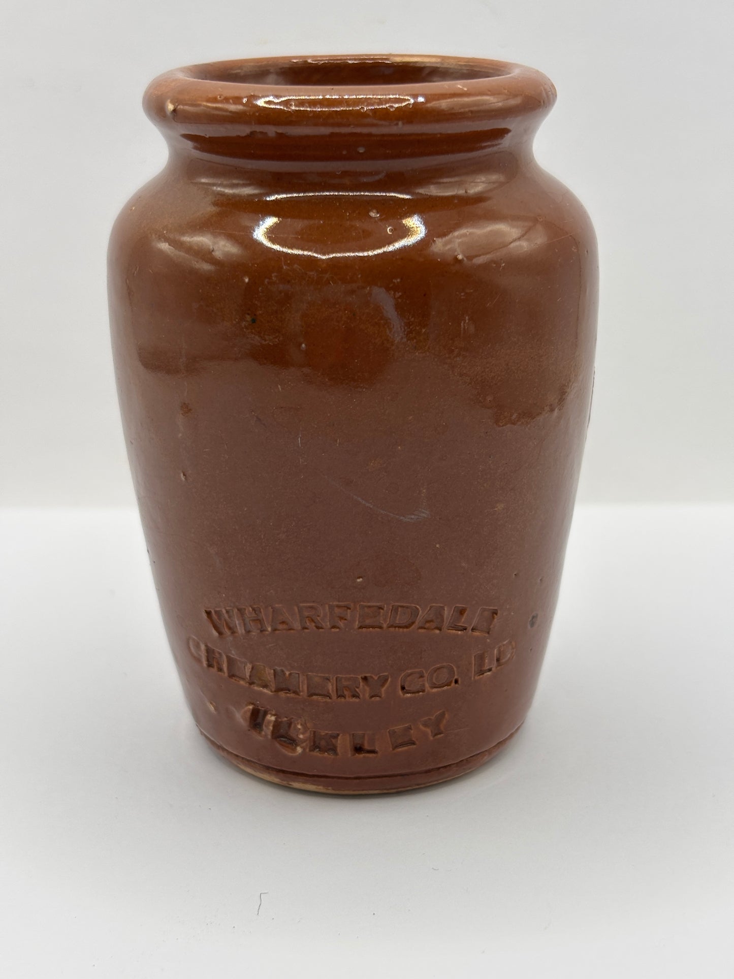 Old advertising cream pot, wharfedale creamery co. Ilkley