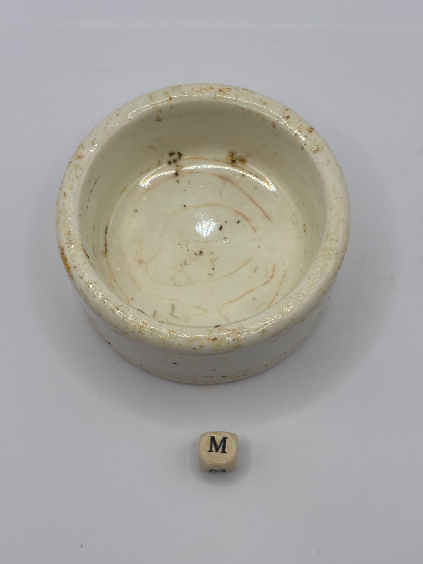 Old plain stoneware chunky meat paste pot (m)