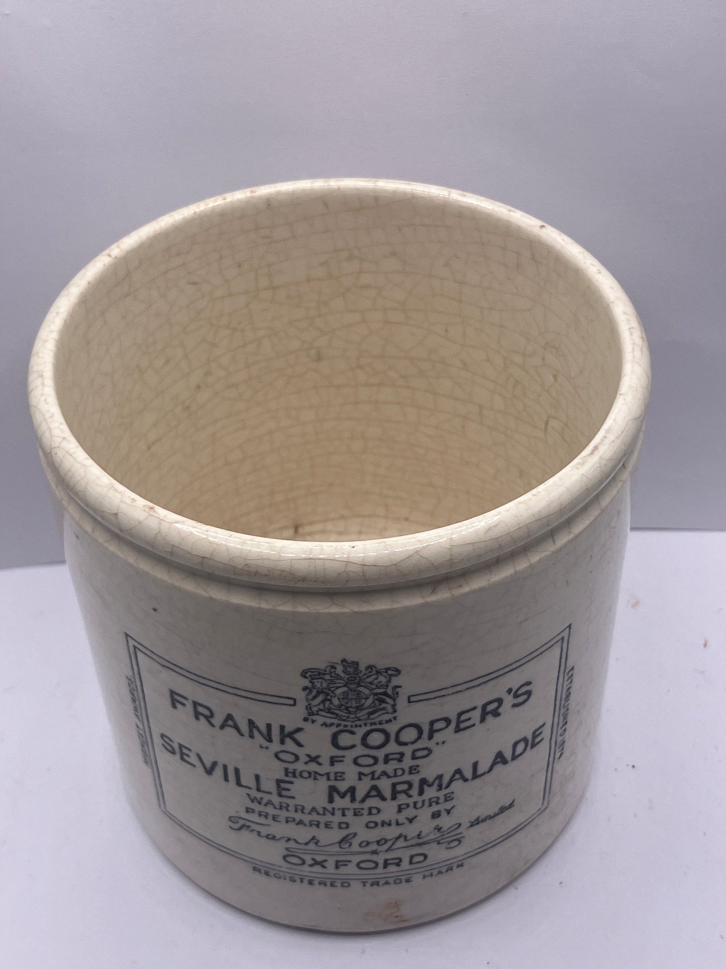 2lb frank cooper marmalade jar, stained & crazed