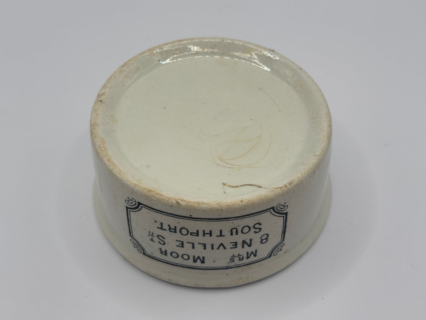 Old Mrs moors advertising meat paste pot
