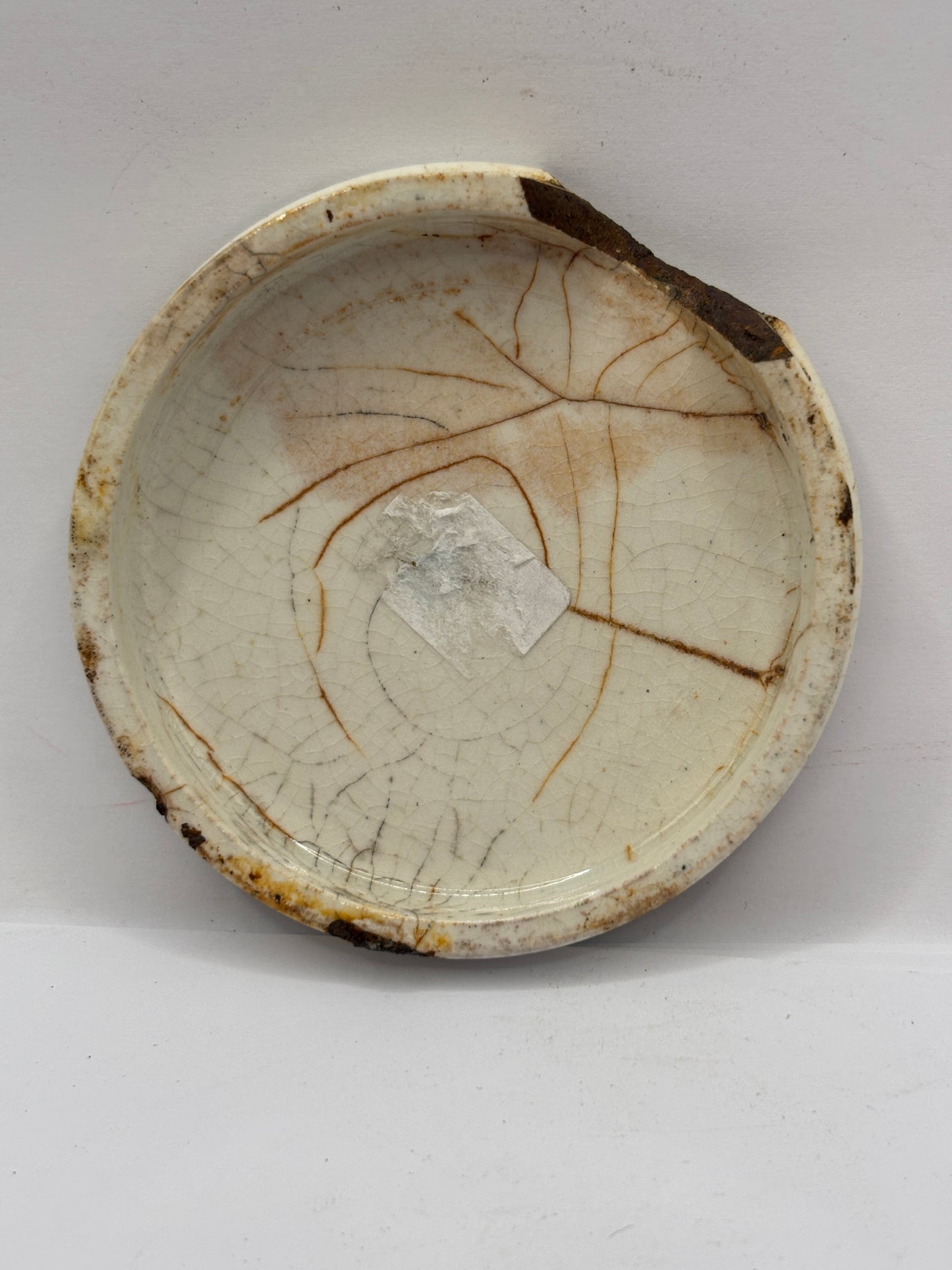 Old advertising lid, The crown perfumery. Damaged