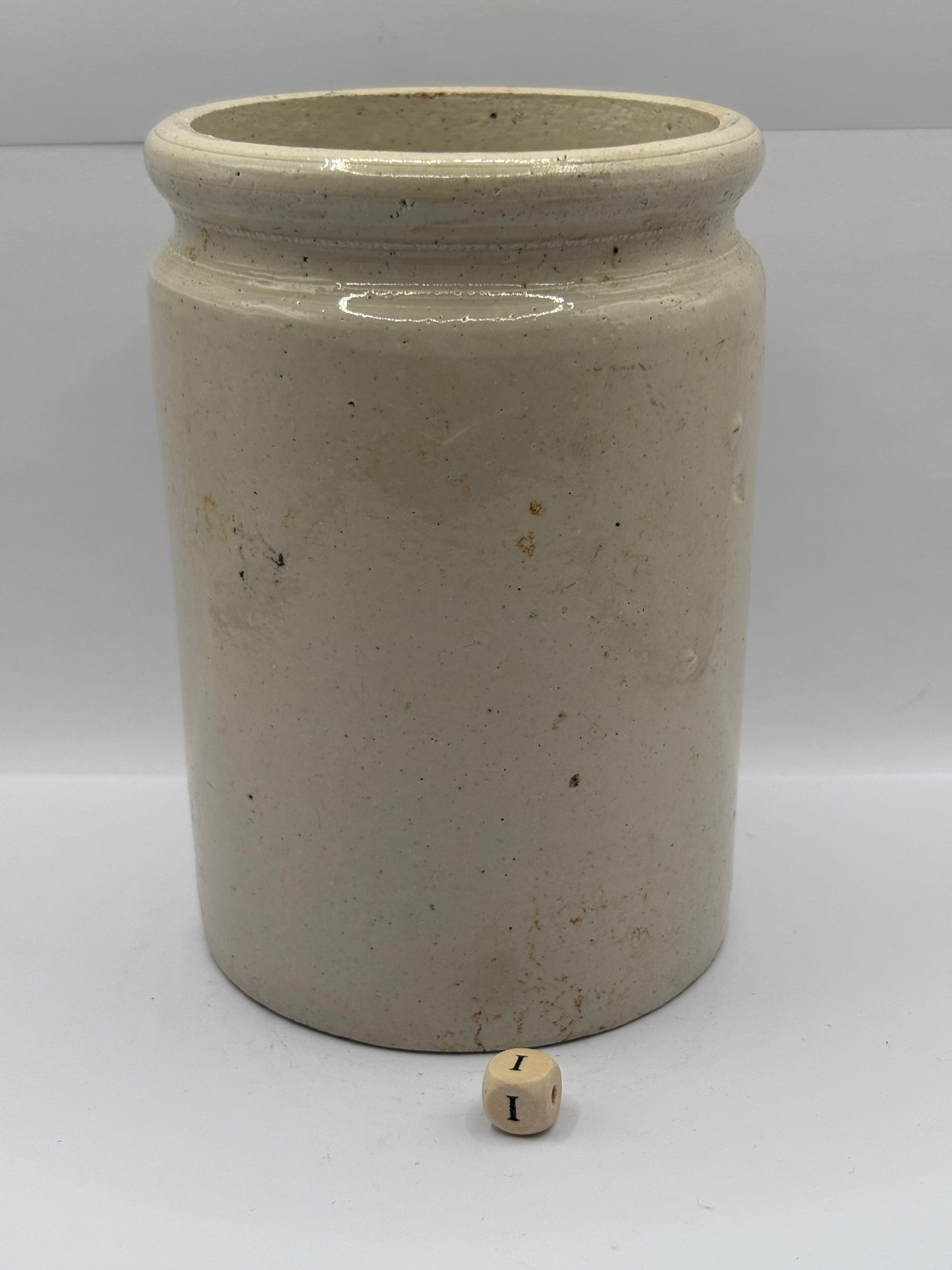 Old 2lb rolled top stoneware jam & marmalade pot (i)