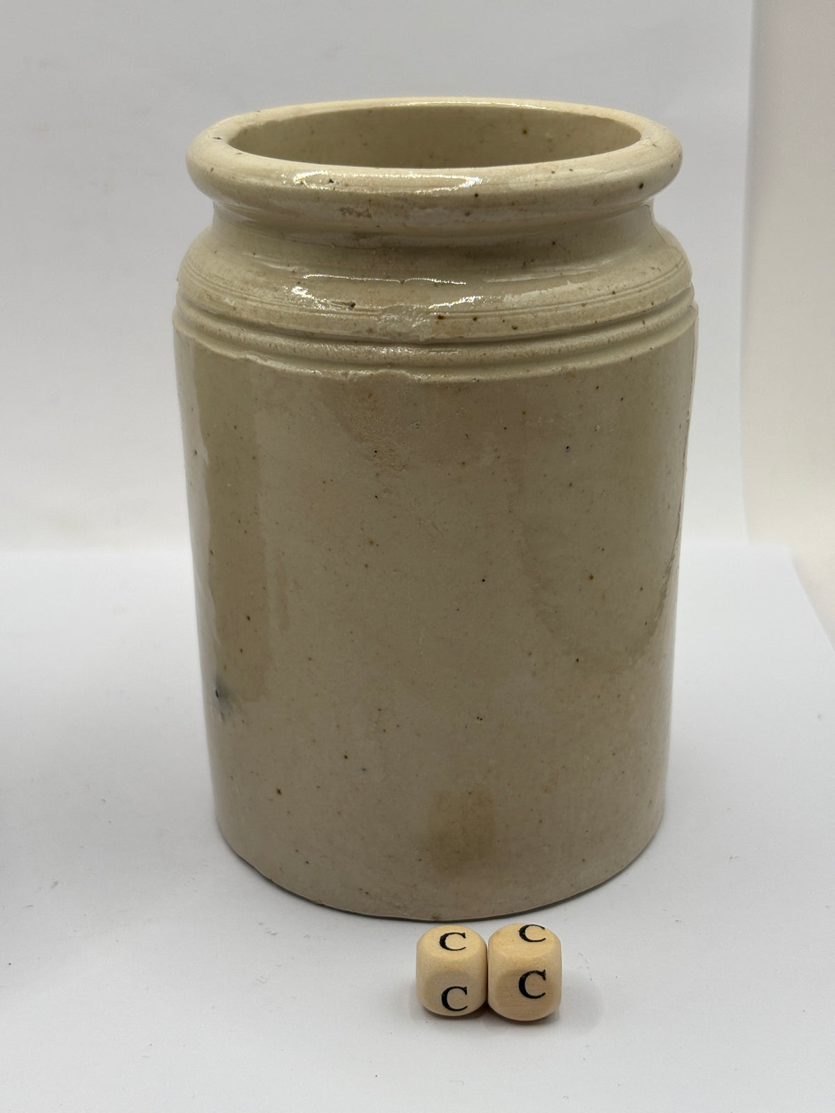 Old 1lb rolled top stoneware marmalade jar (cc)