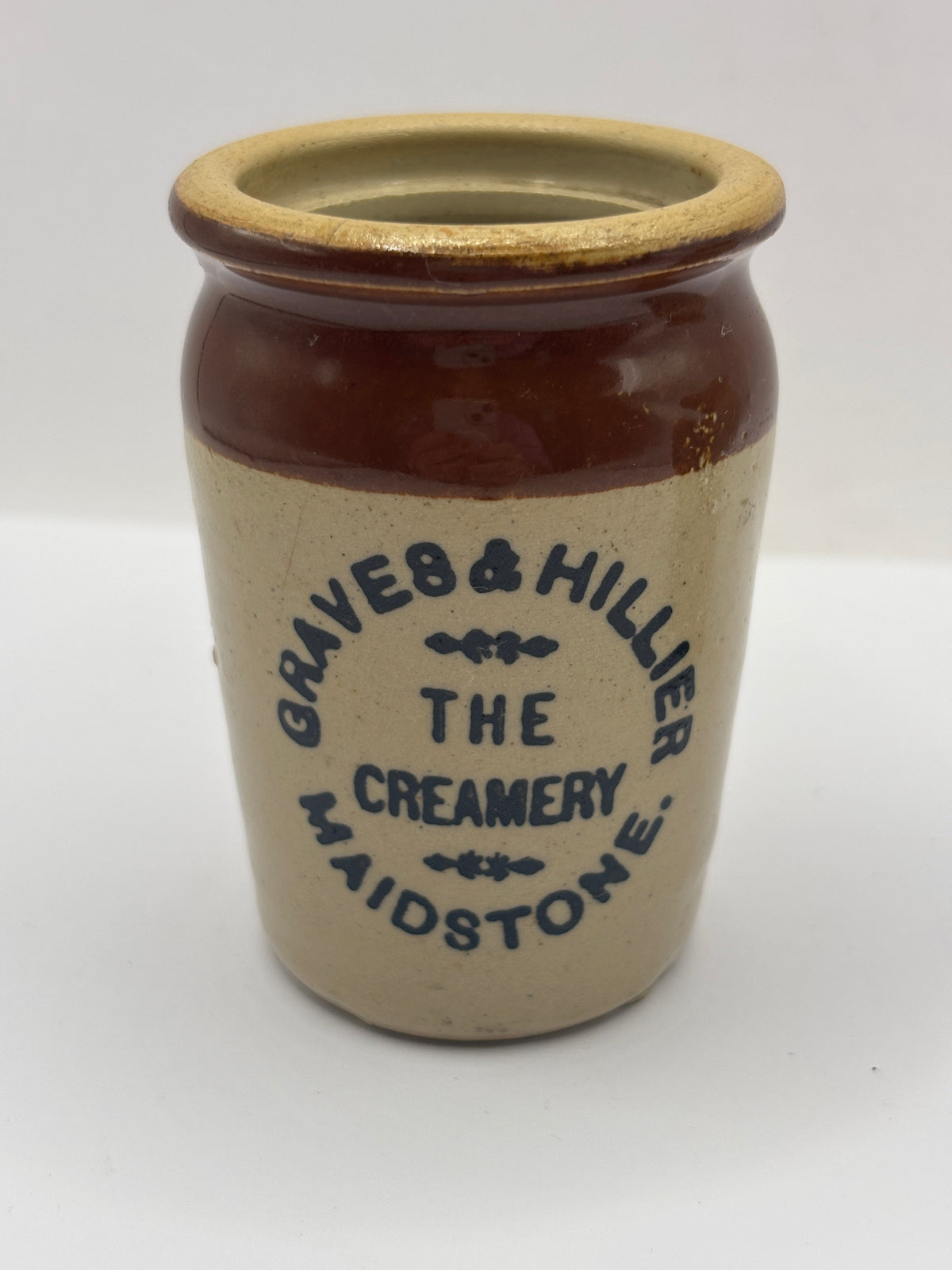 Old advertising cream pot, Graves & Hillier the creamery, Maidstone