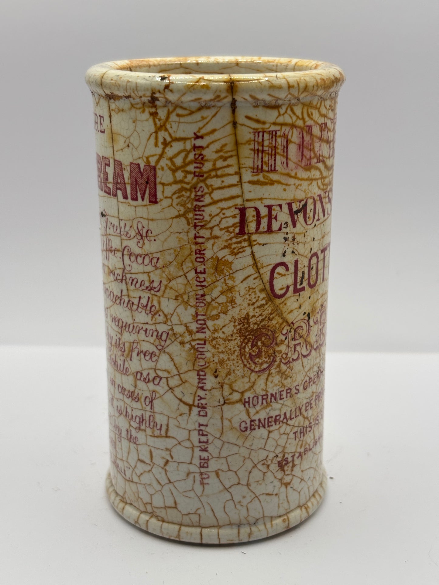 Old advertising Devonshire clotted cream pot, Horners