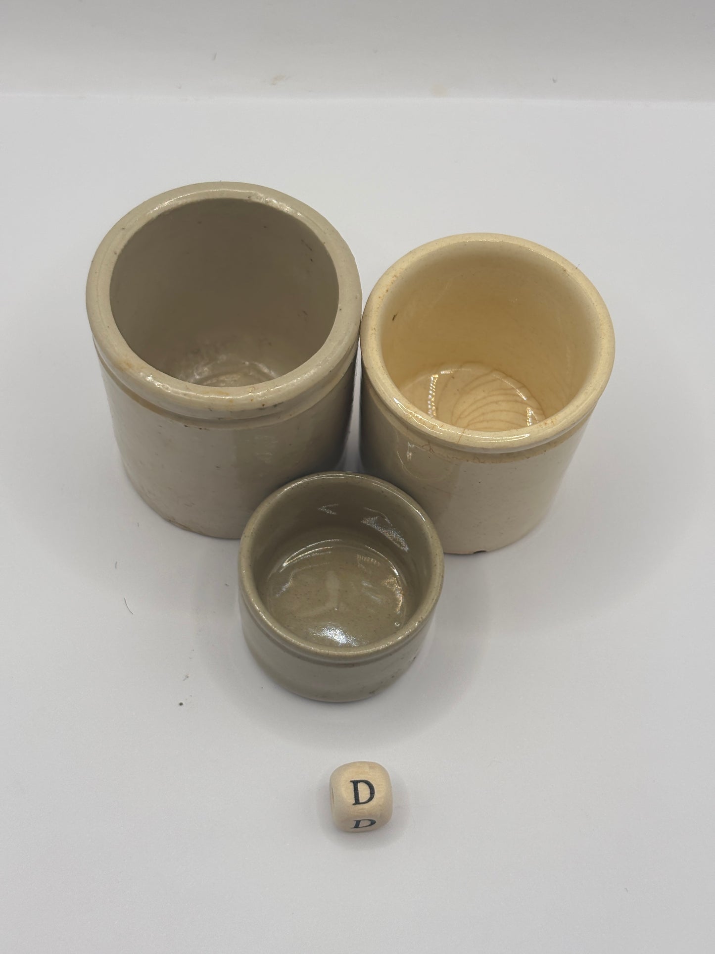 3 old stoneware jars & pots (D)