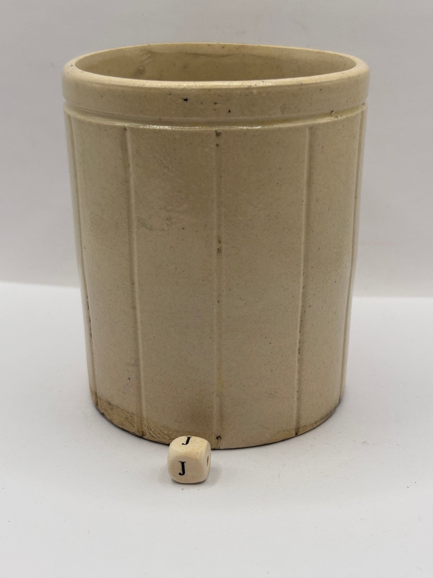 Old 1lb ribbed stoneware jam pot (J) Hartley’s