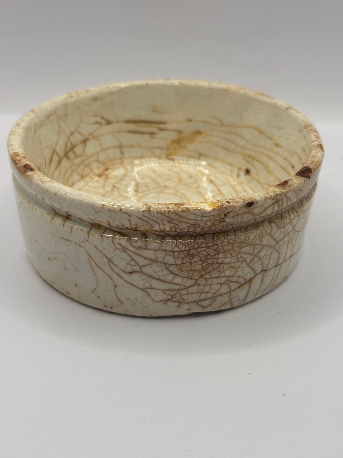 Old plain stoneware meat paste pot, potted meat